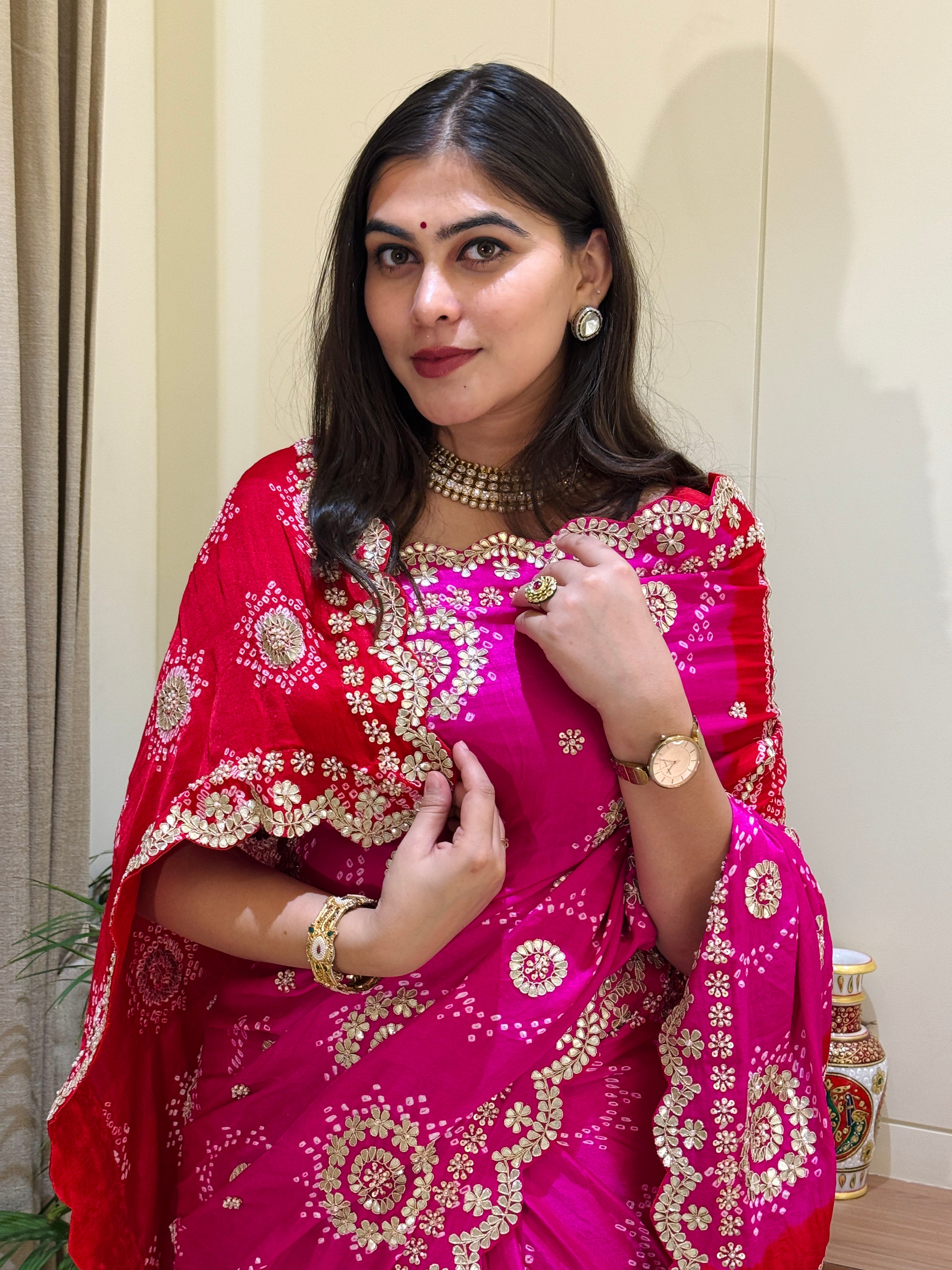 Shreya Silk Bandhani Saree