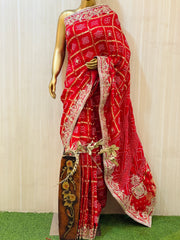 Natasha Red Gajji Silk Saree