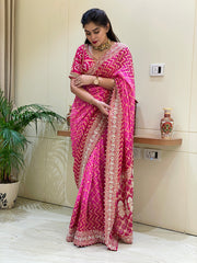 Zayra Khadi Georgette Bandhani Saree