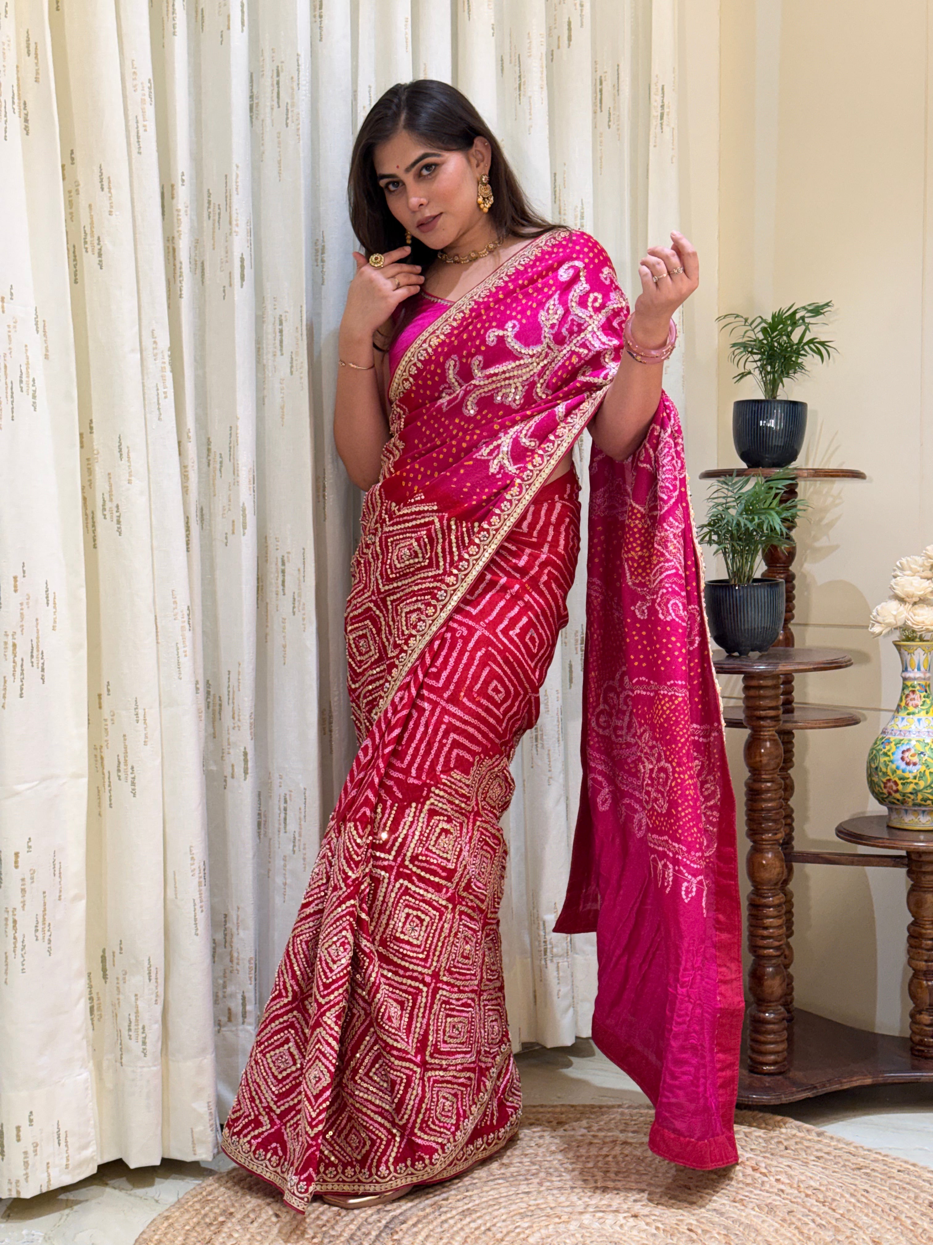 Iraani Bandhani Gajji Silk Saree