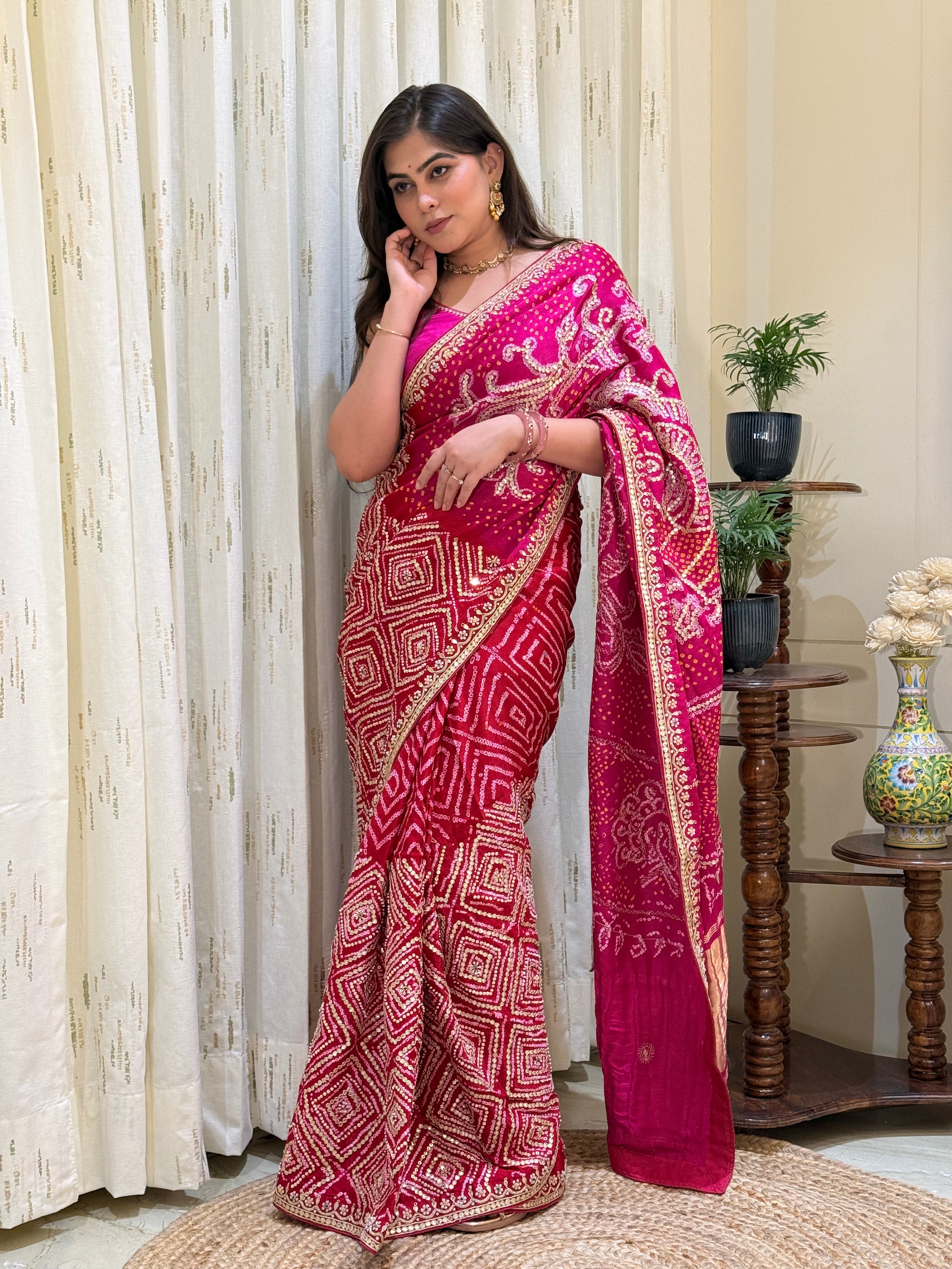 Iraani Bandhani Gajji Silk Saree