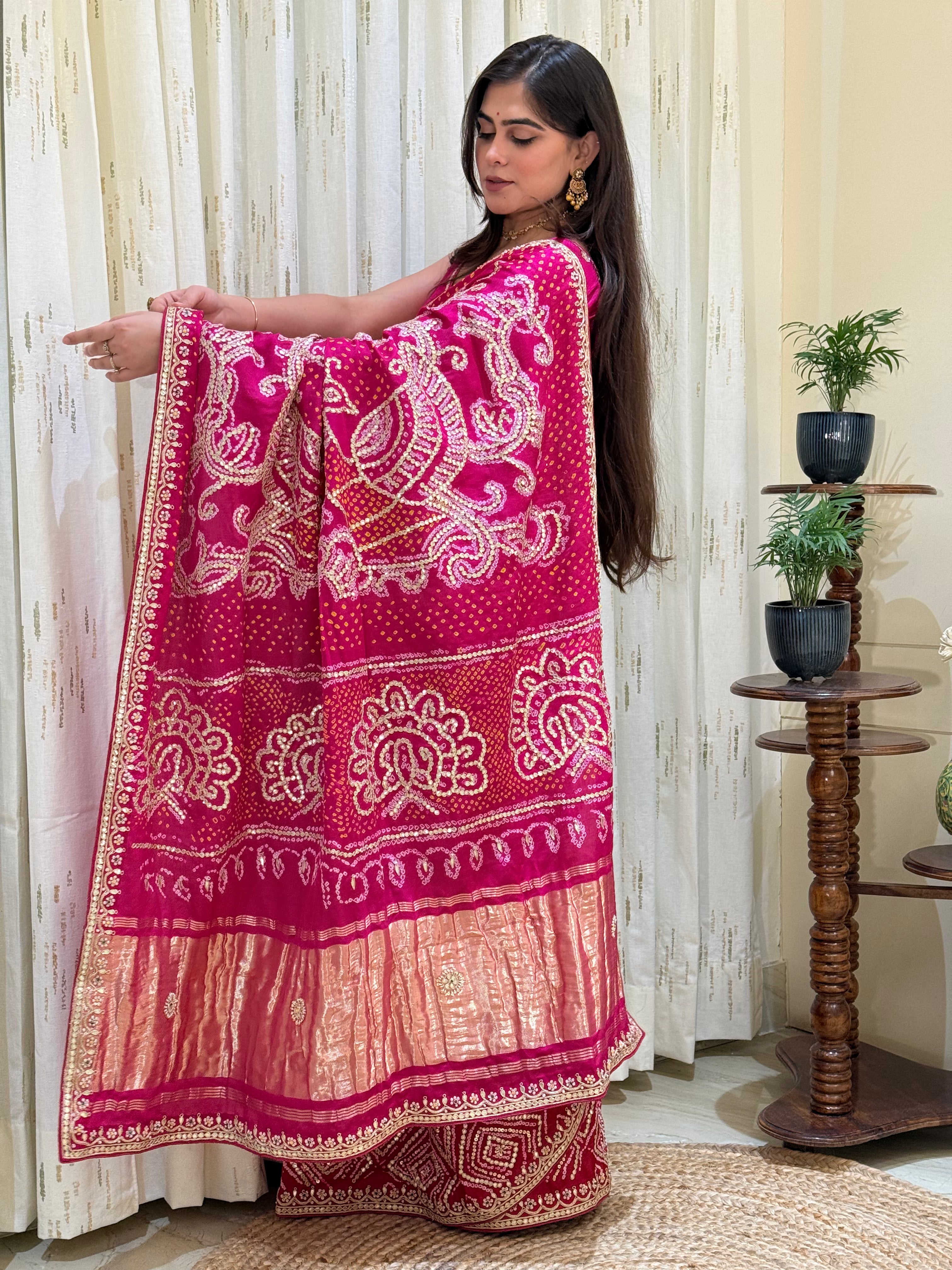 Iraani Bandhani Gajji Silk Saree