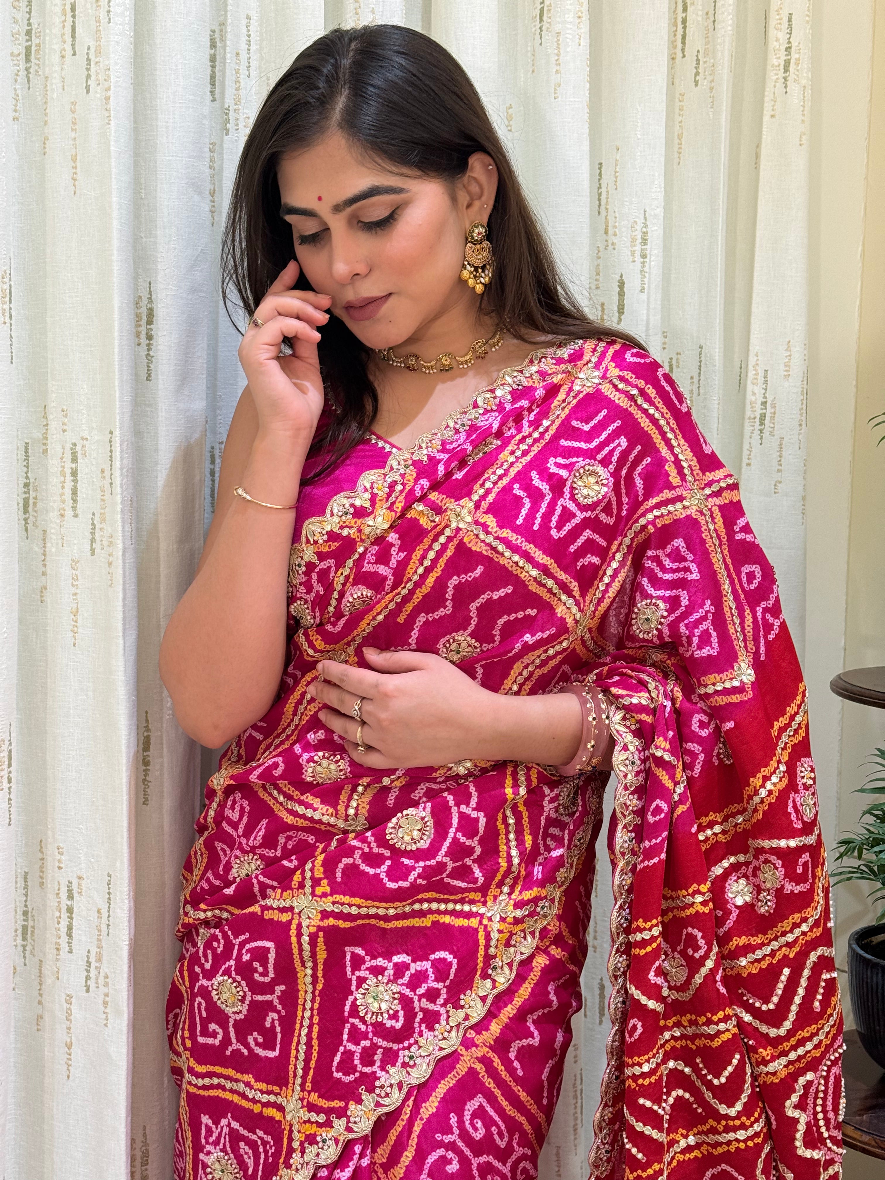 Nishtha Bandhani Gajji Silk Saree