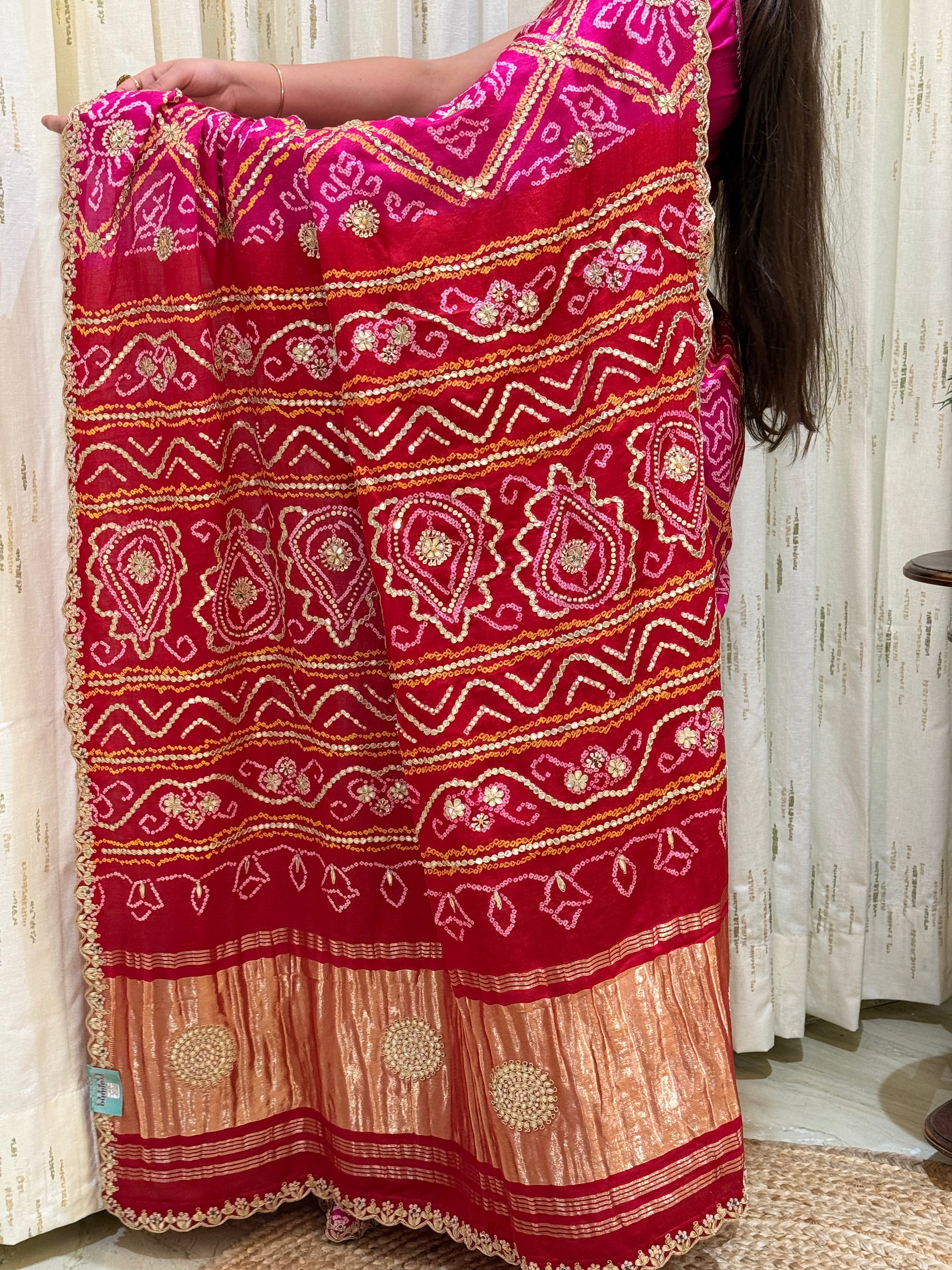 Nishtha Bandhani Gajji Silk Saree