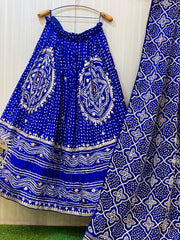 Enisha Gaji Bandhani Silk Lehenga