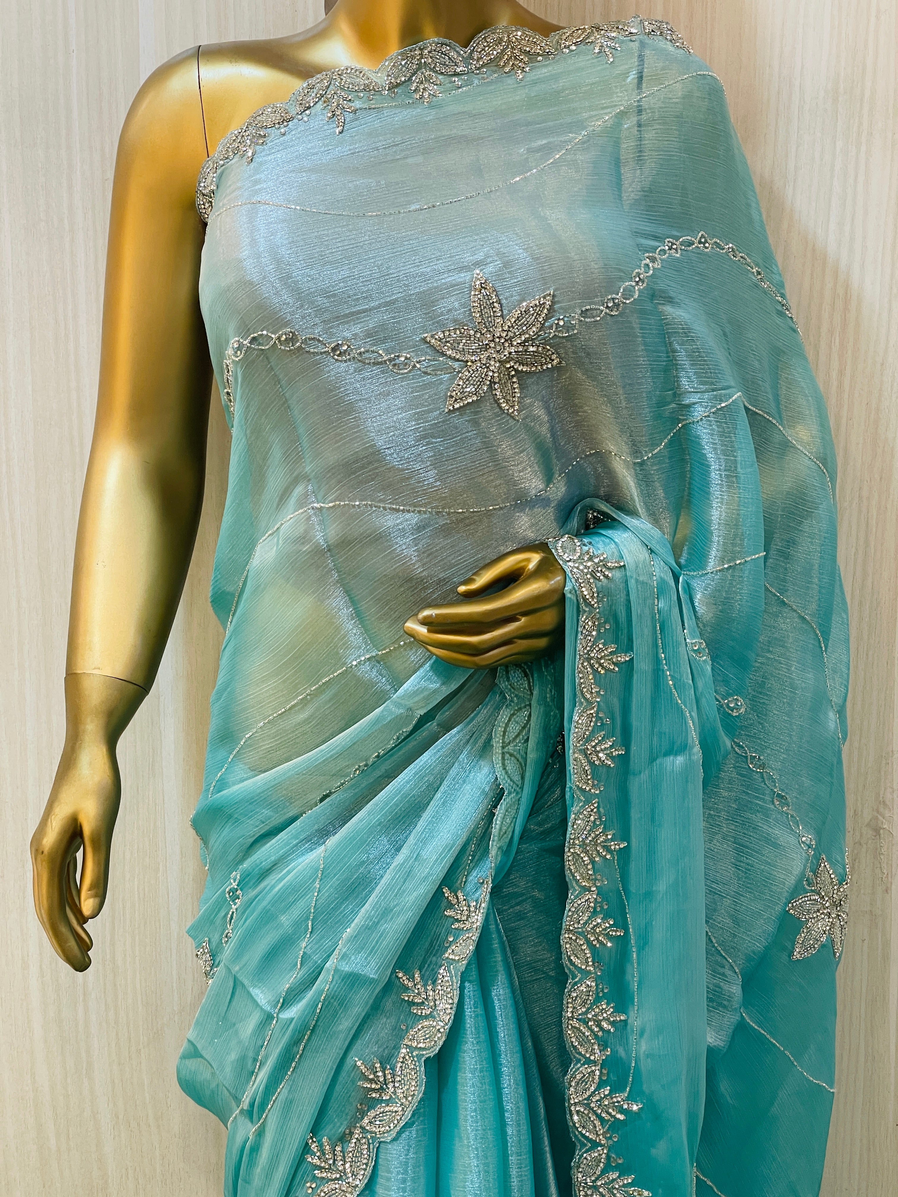 Diya Blue Chiffon Saree