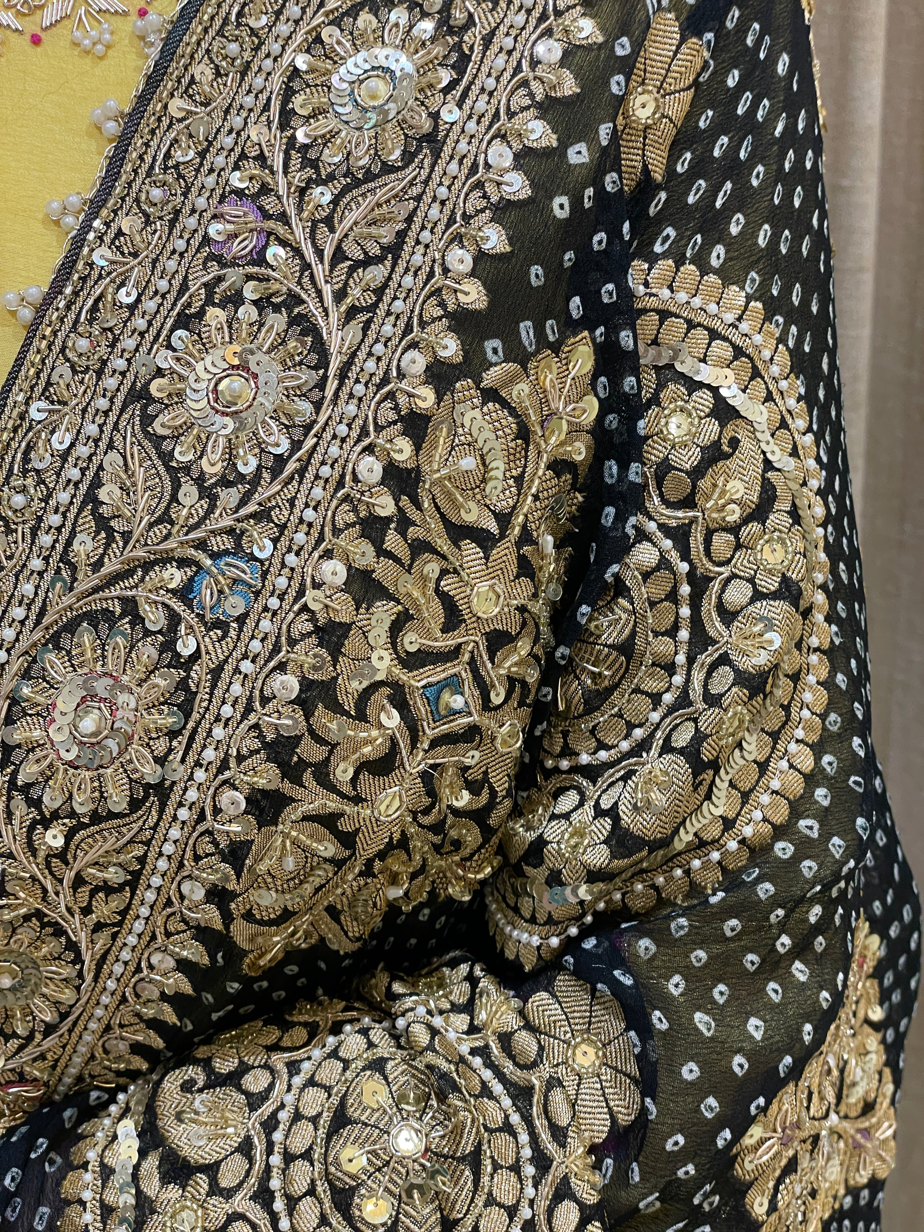Noor Shahi Black Zardozi Khadi Georgette Dupatta