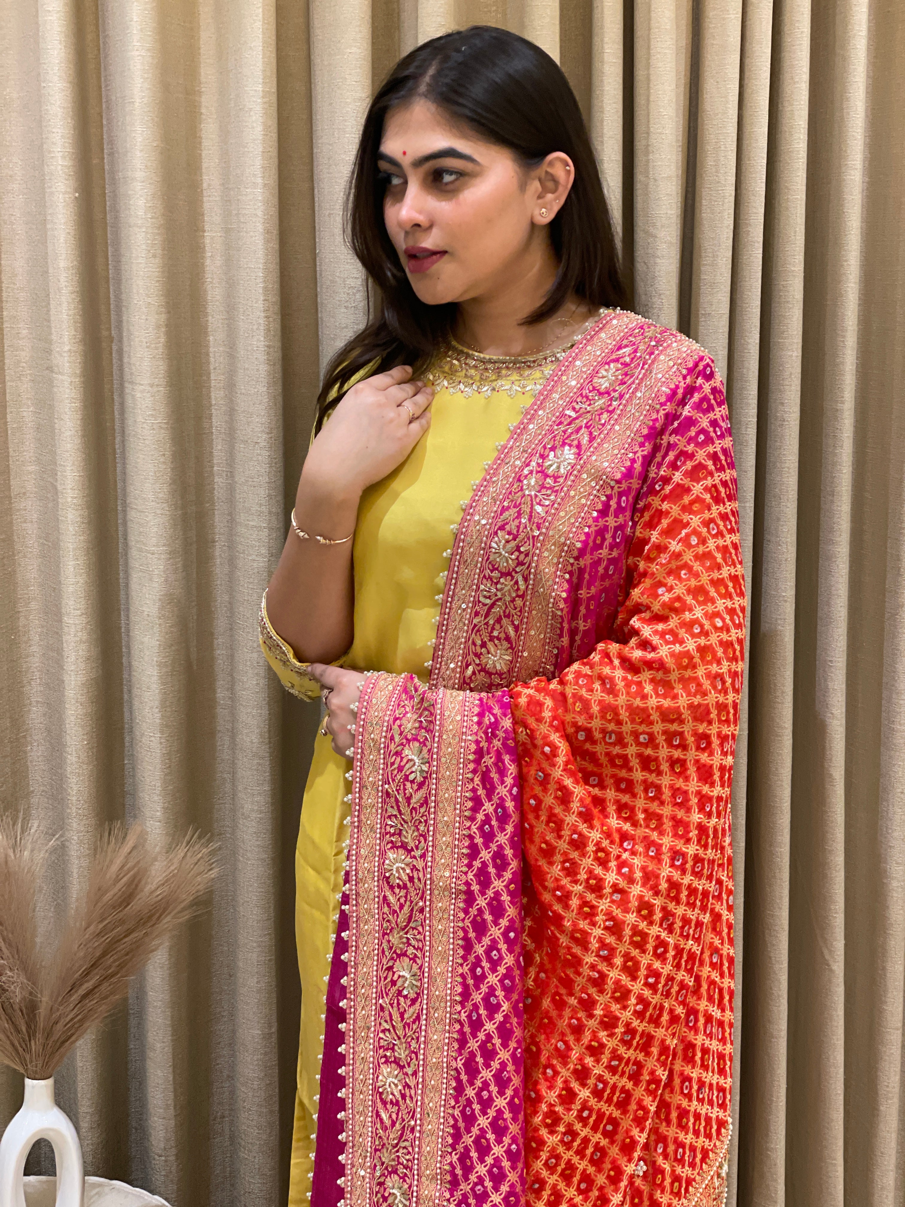 Gulbahar Shahi Bandhej Zardozi Dupatta