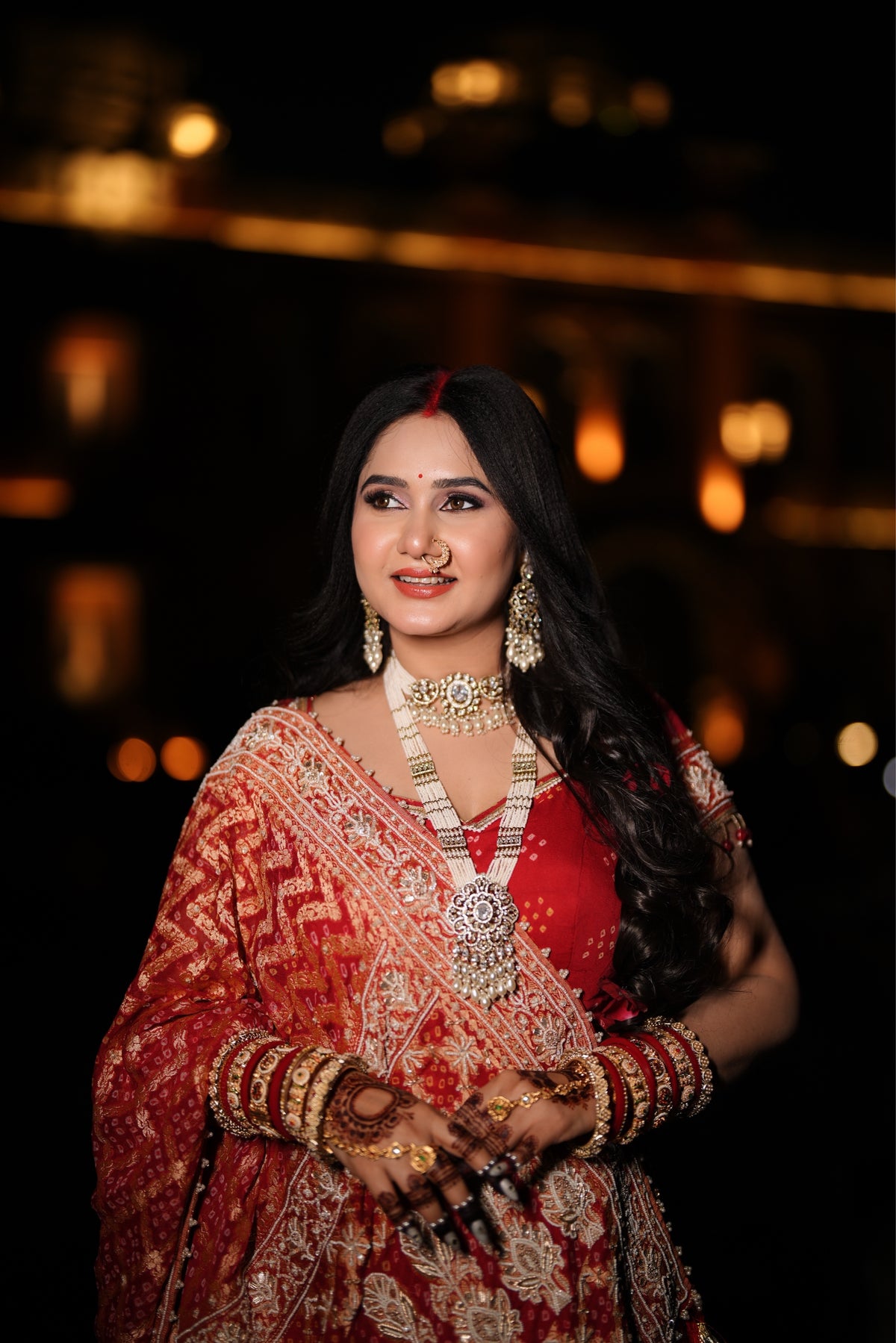 Divya Upadhyay Inspired Red Bandhani Khadi Georgette Saree