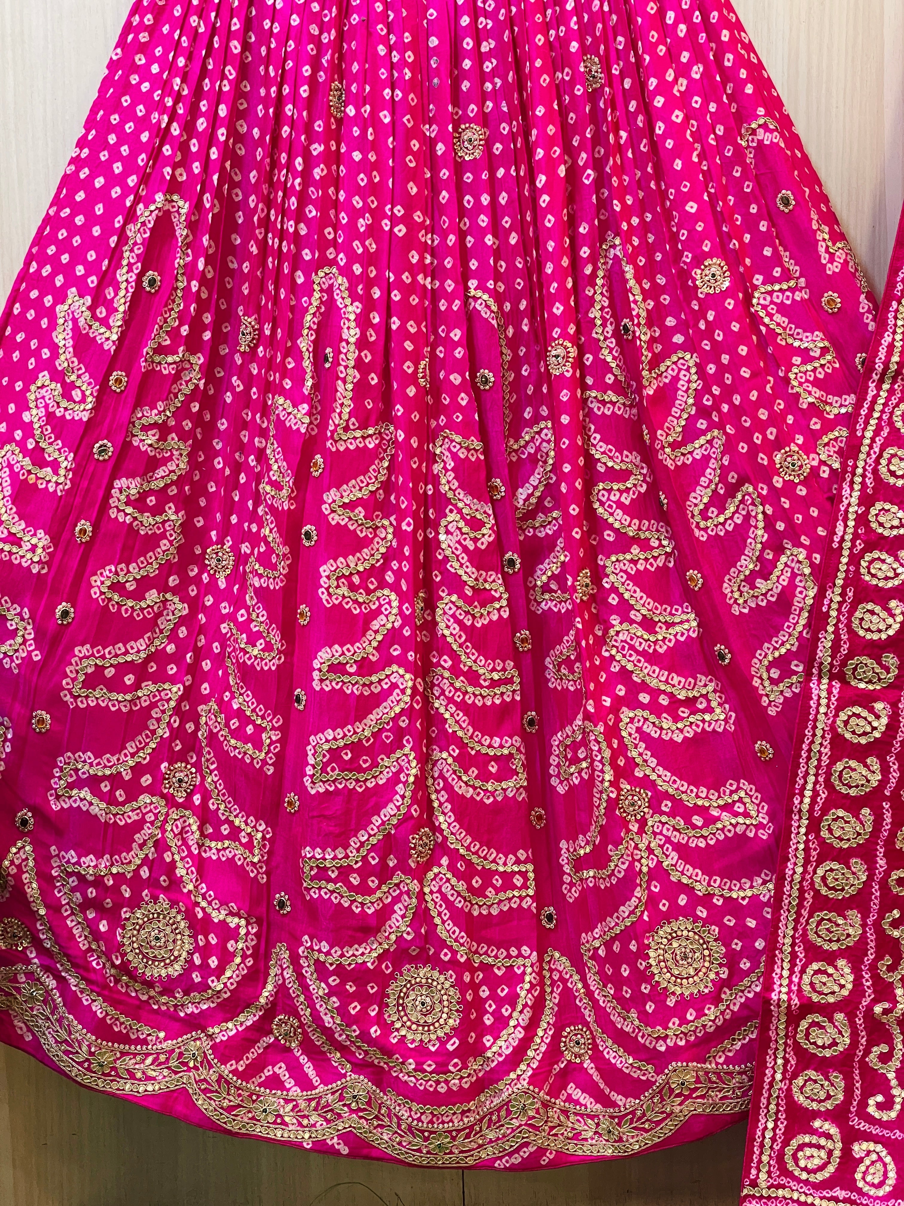 Gulnaar Rani Pink Gajji Silk Lehenga