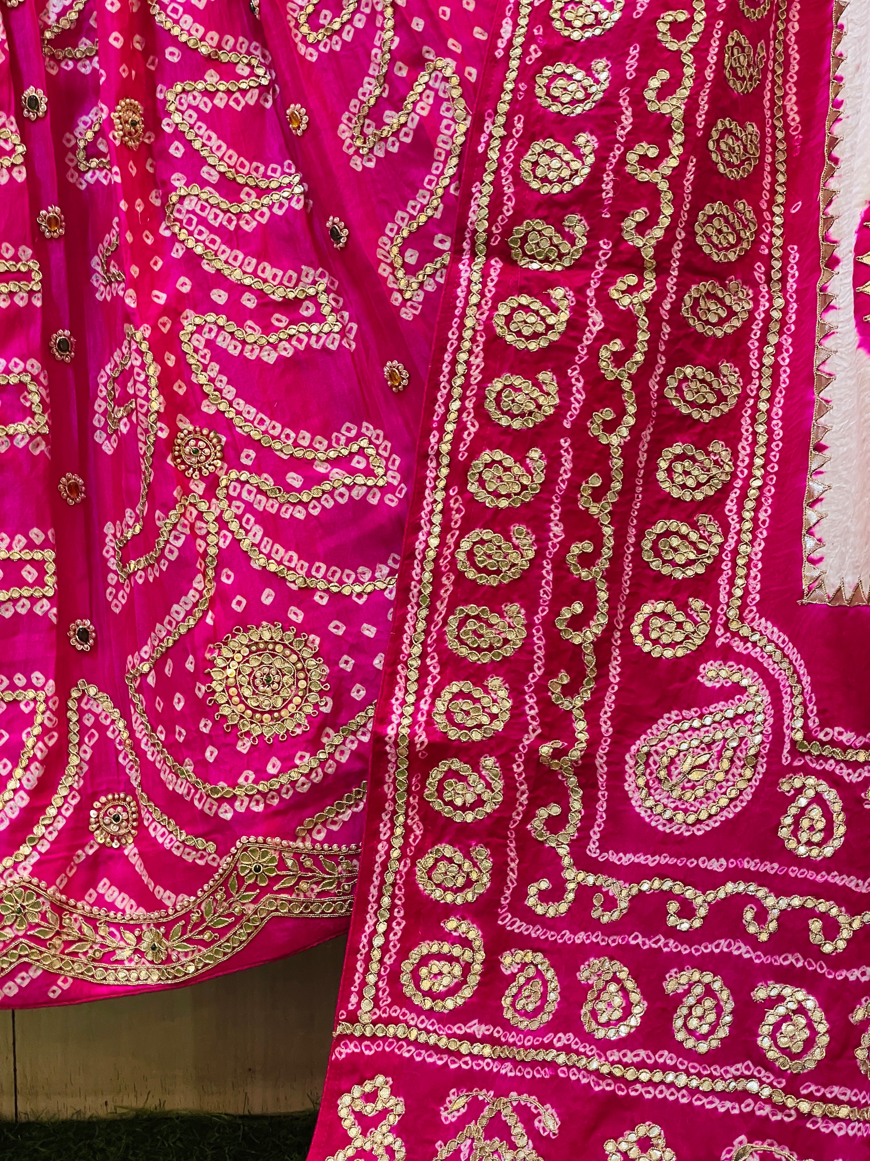 Gulnaar Rani Pink Gajji Silk Lehenga