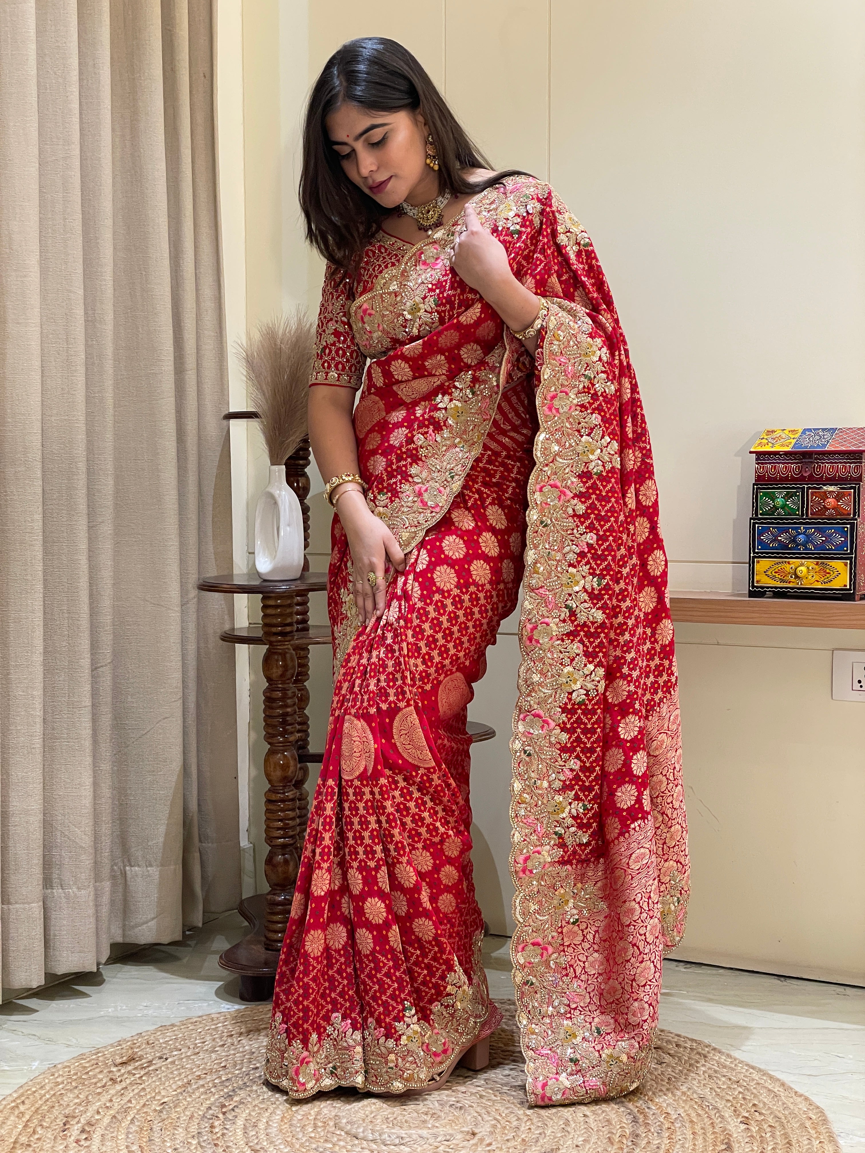Anisha Bandhani Silk Saree
