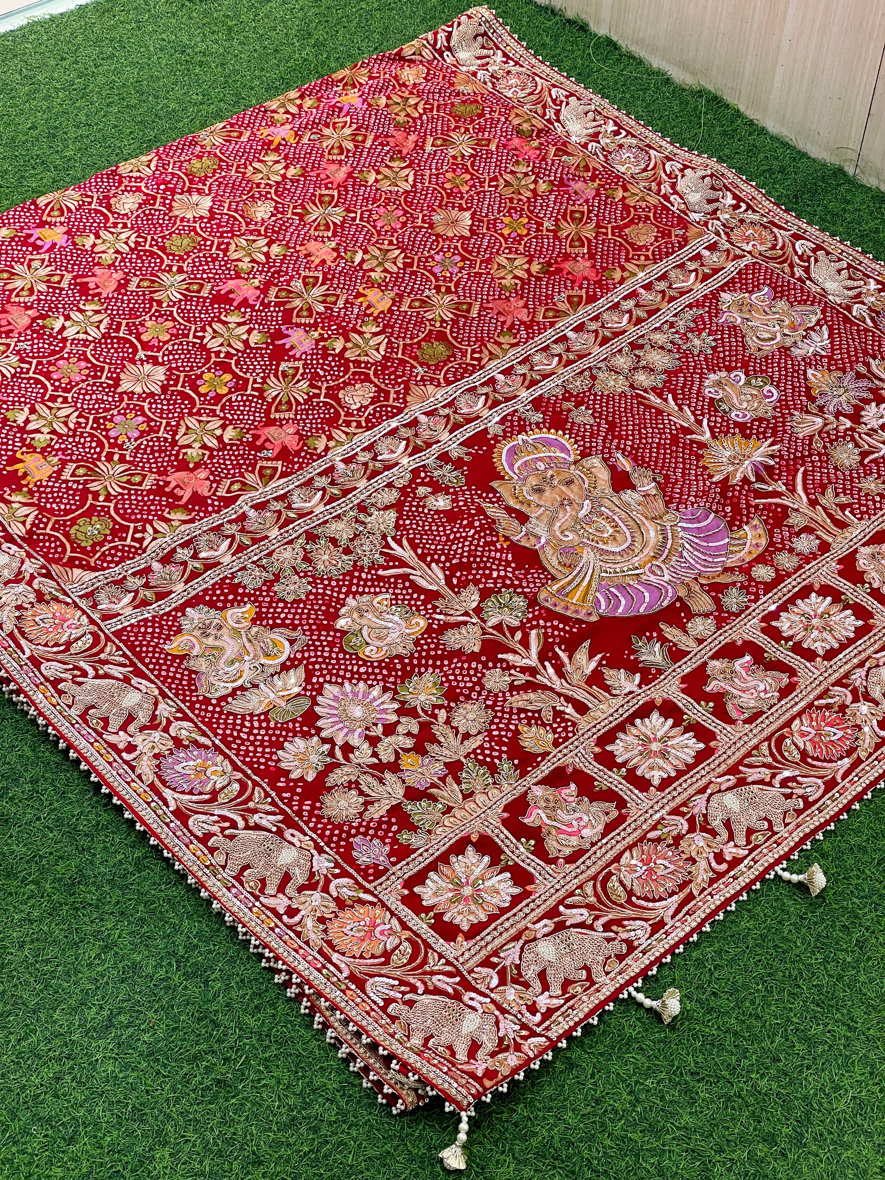Shringar Ganesha Bandhani Meenakari Saree