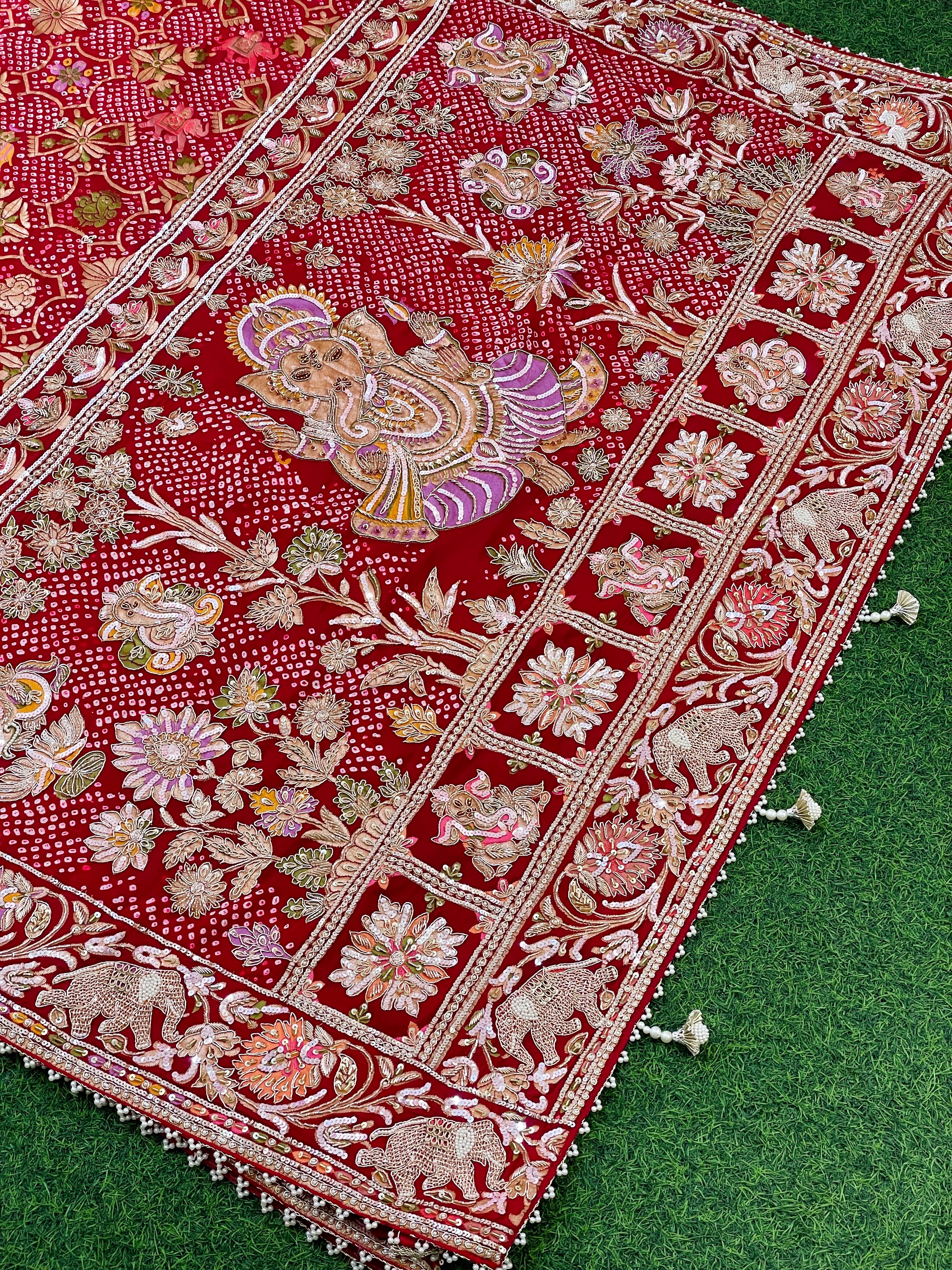 Shringar Ganesha Bandhani Meenakari Saree