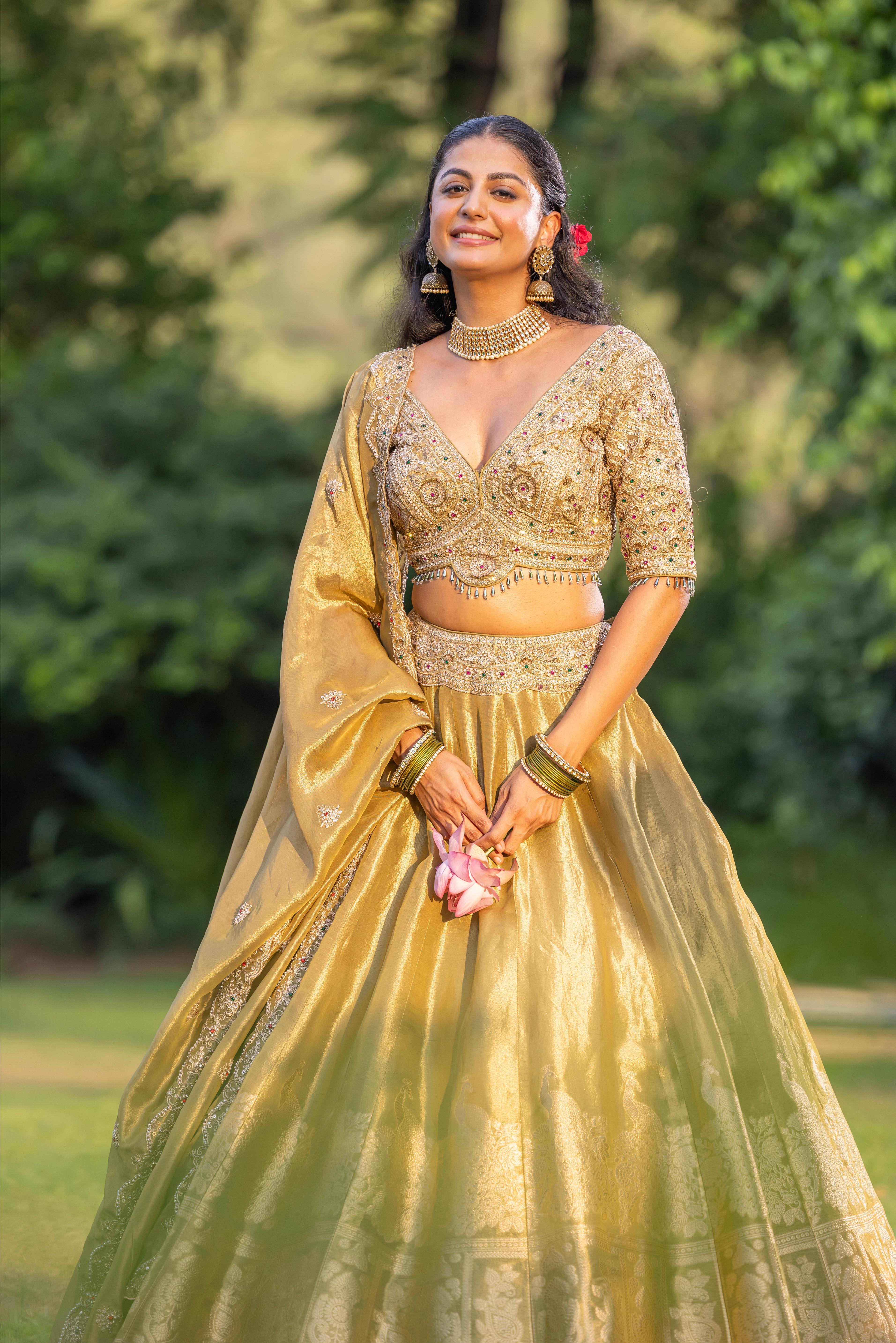 Ishani Golden Banarasi Silk Lehenga