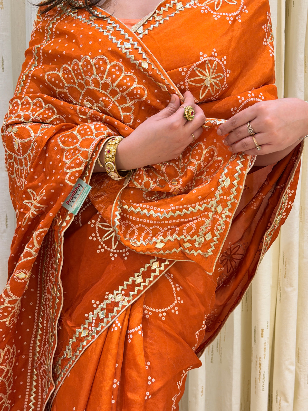 Aarna Orange Dola Silk Saree