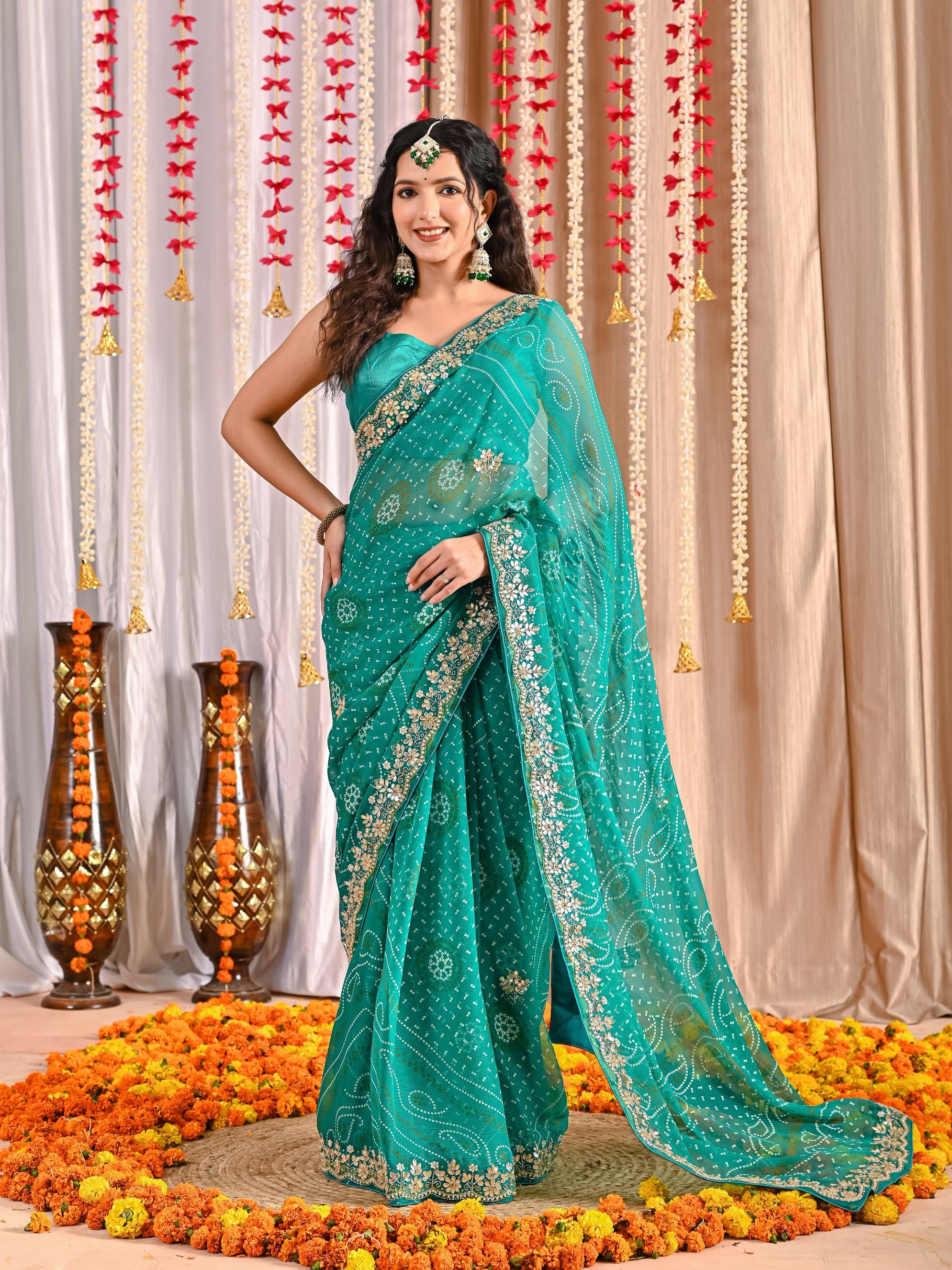 Aaradhya Royal Chiffon Bandhani Saree