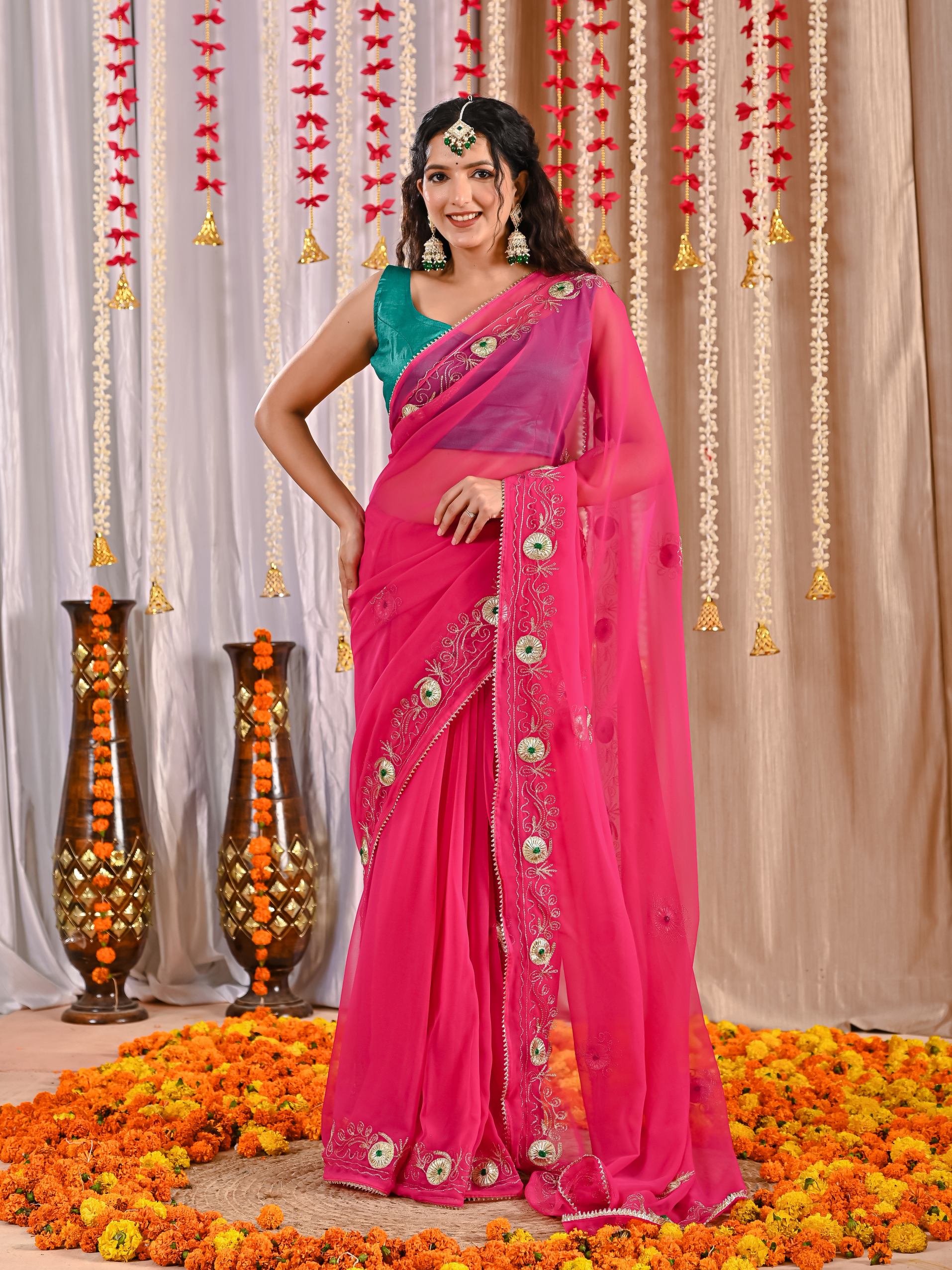 Diya Golden Grace Georgette Saree