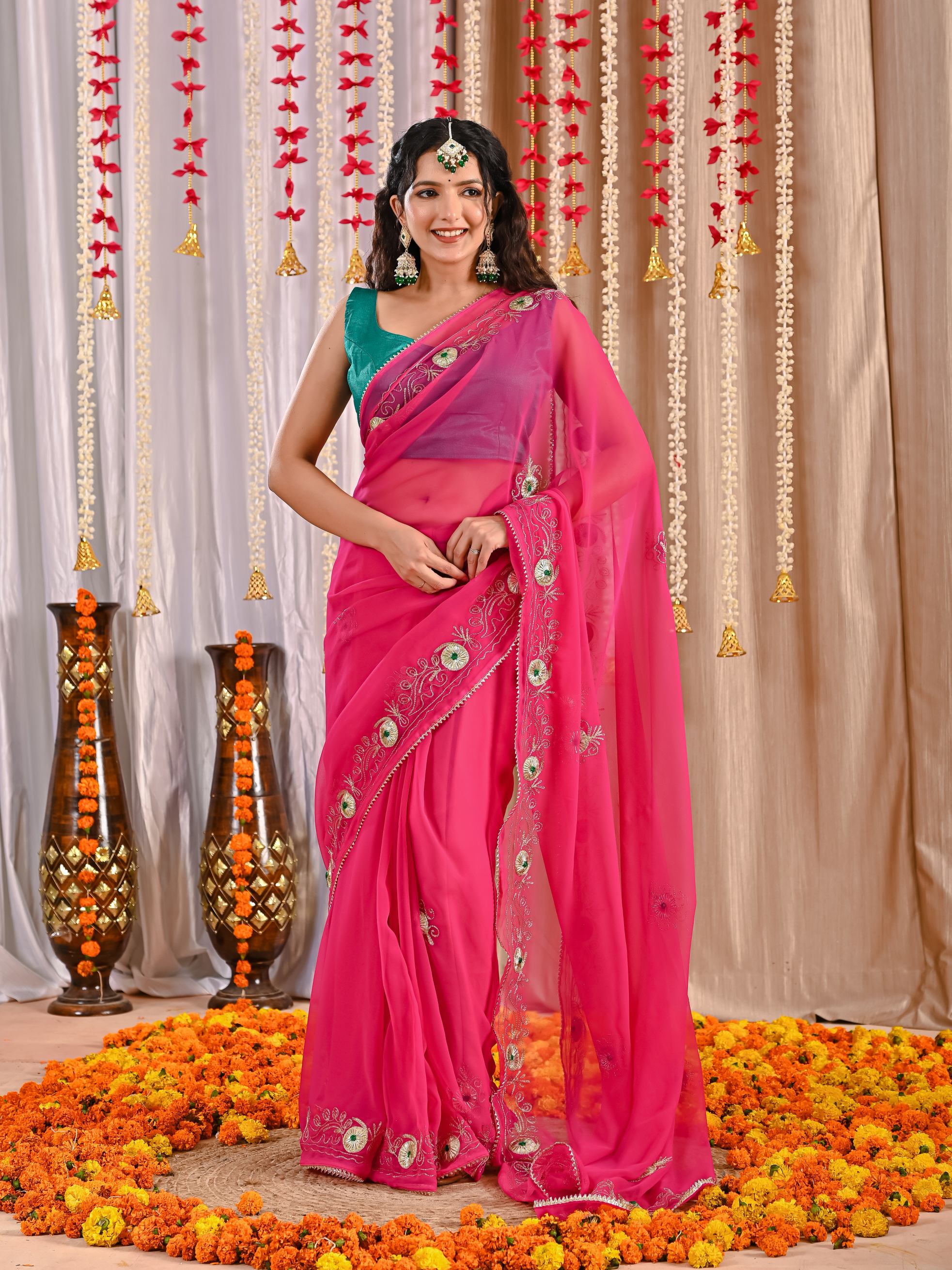 Diya Golden Grace Georgette Saree