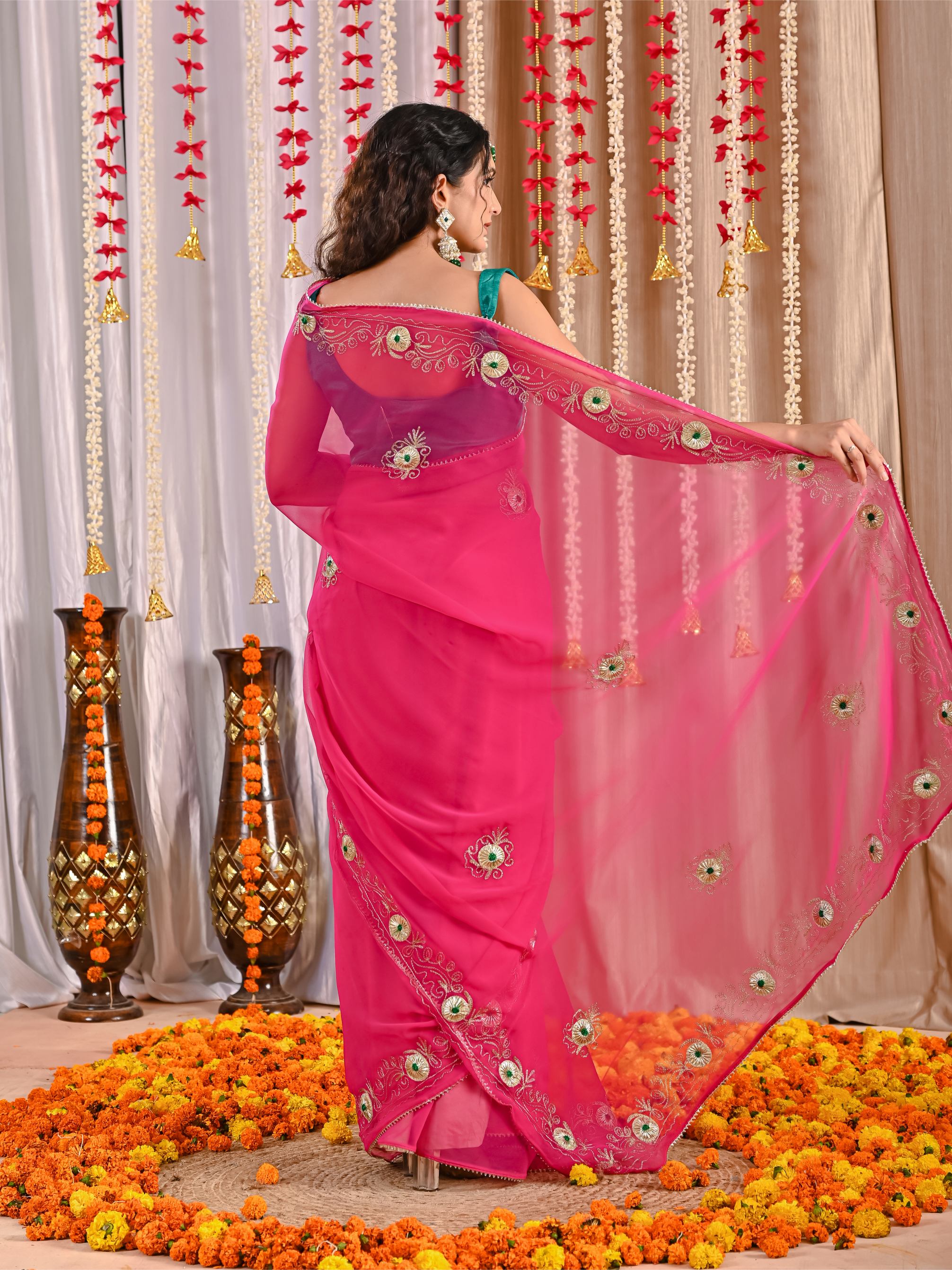 Diya Golden Grace Georgette Saree