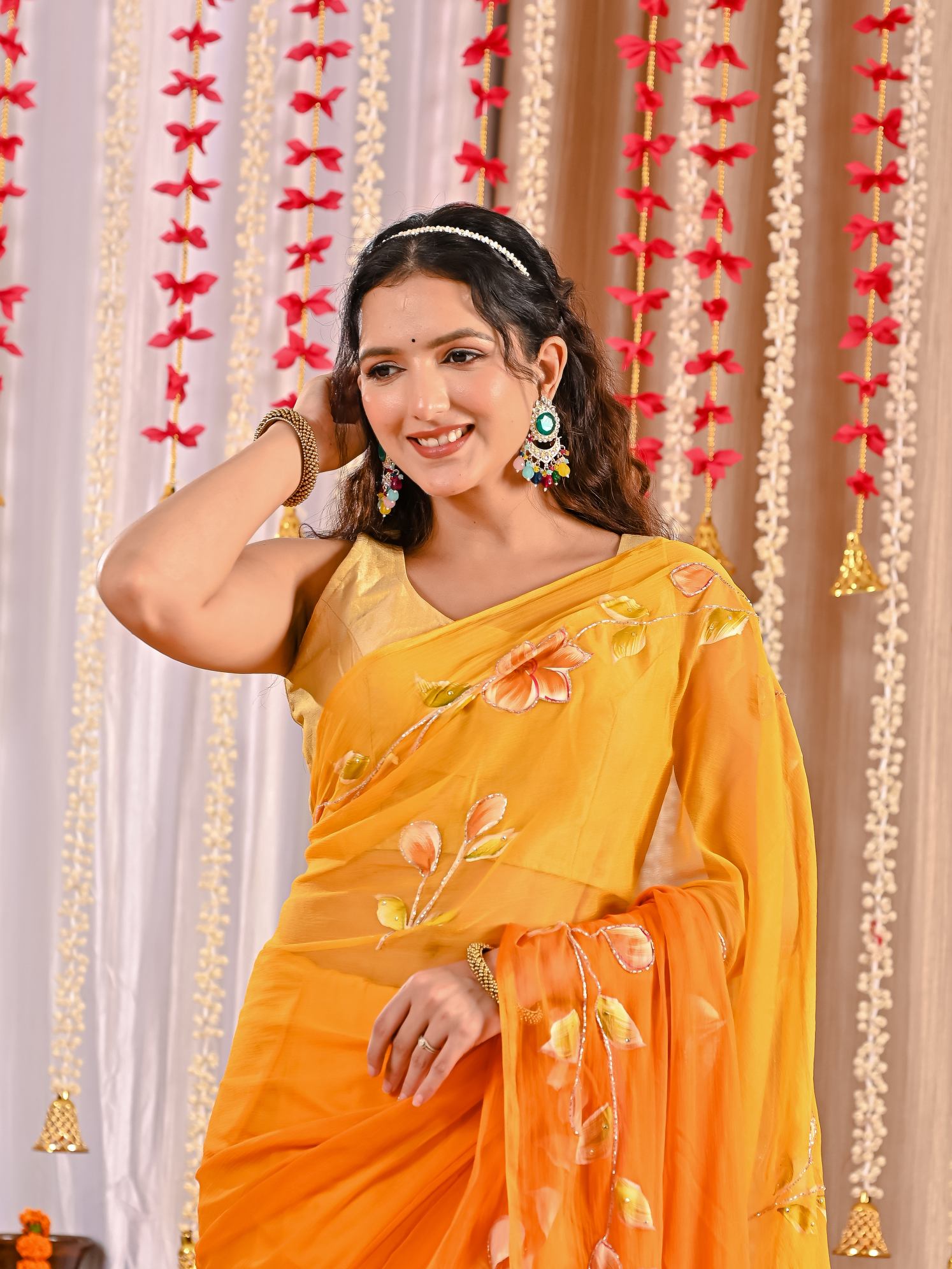 Saanvi Royal Crepe Drape Saree