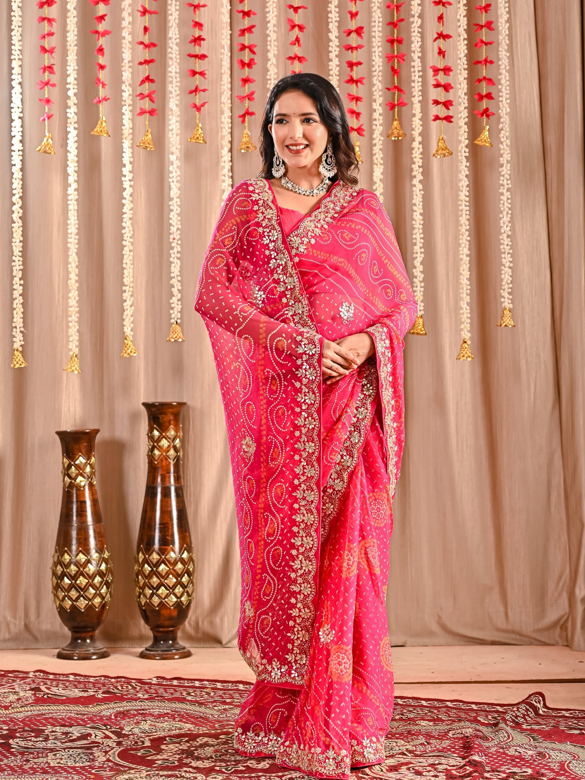 Kannu Royal Chiffon Bandhani Saree