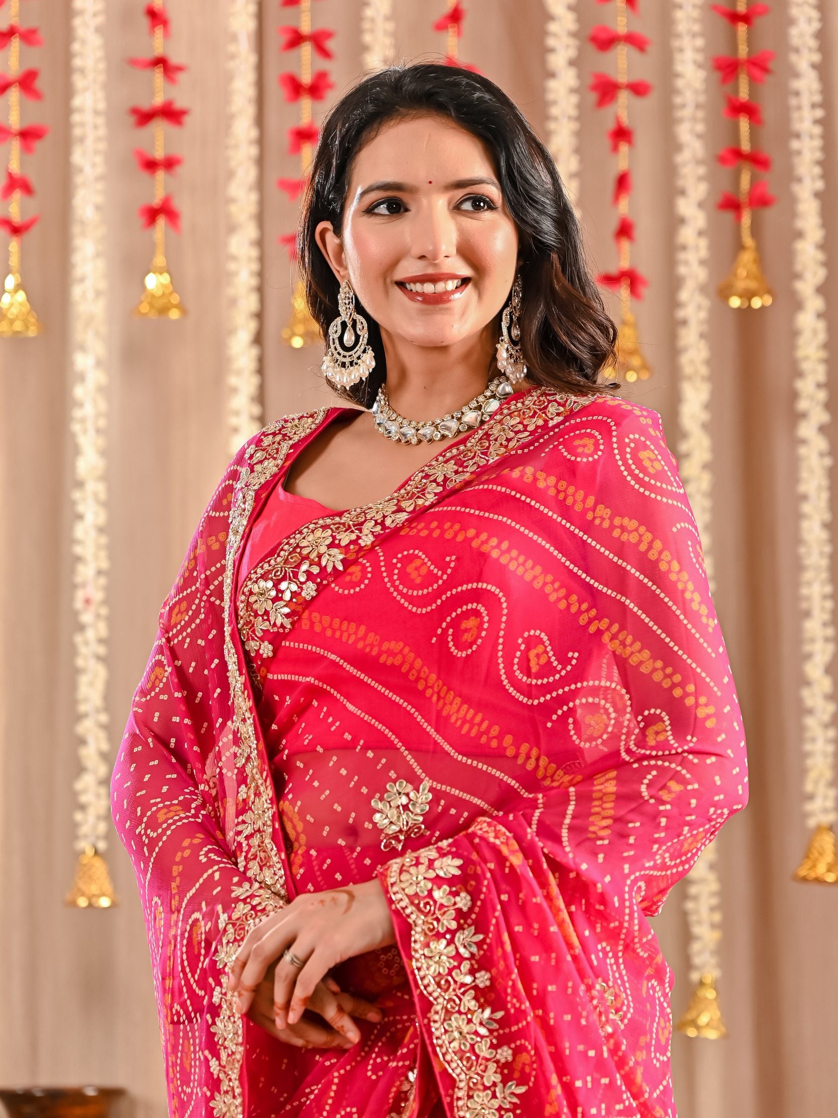 Kannu Royal Chiffon Bandhani Saree