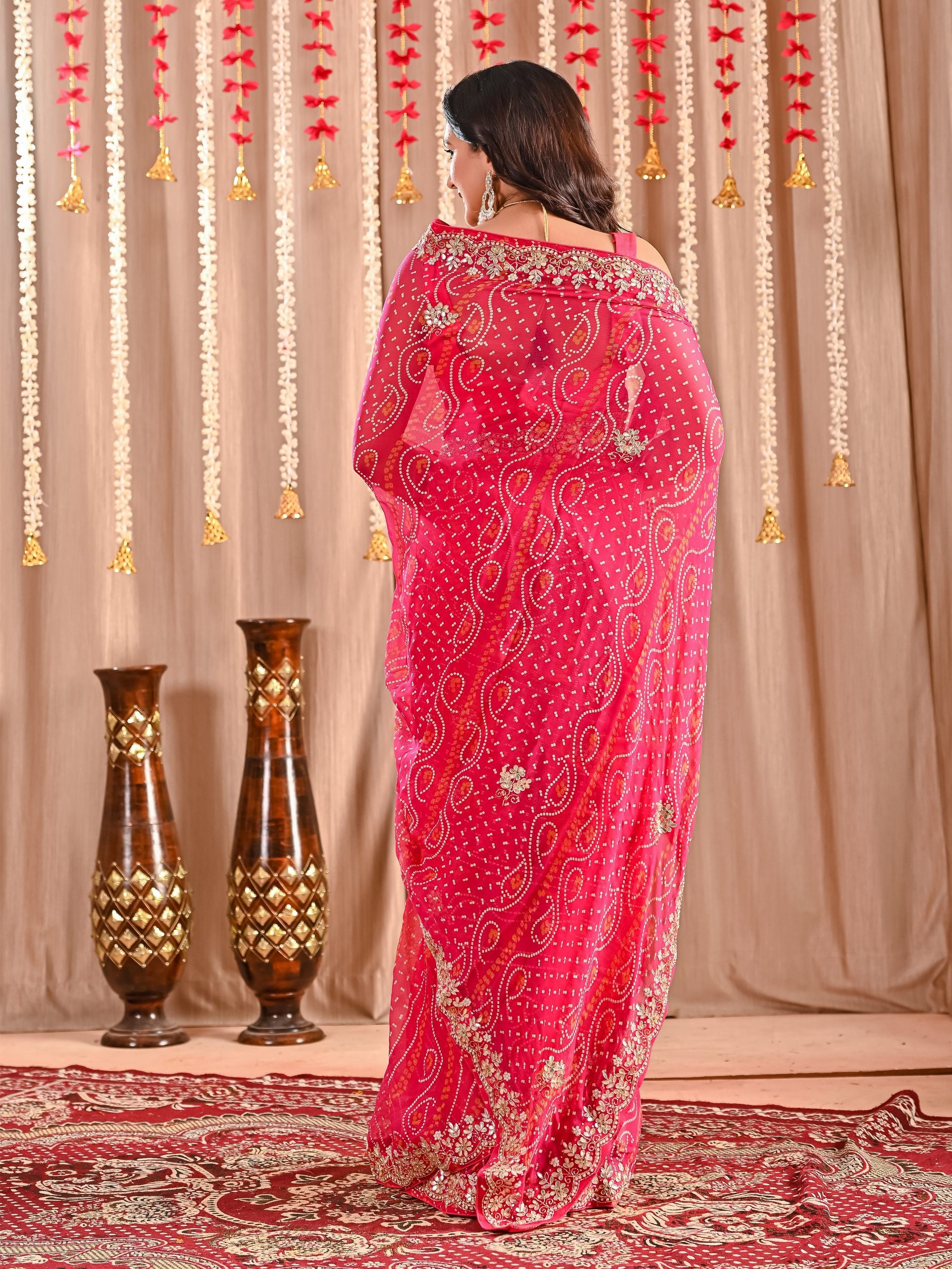 Kannu Royal Chiffon Bandhani Saree