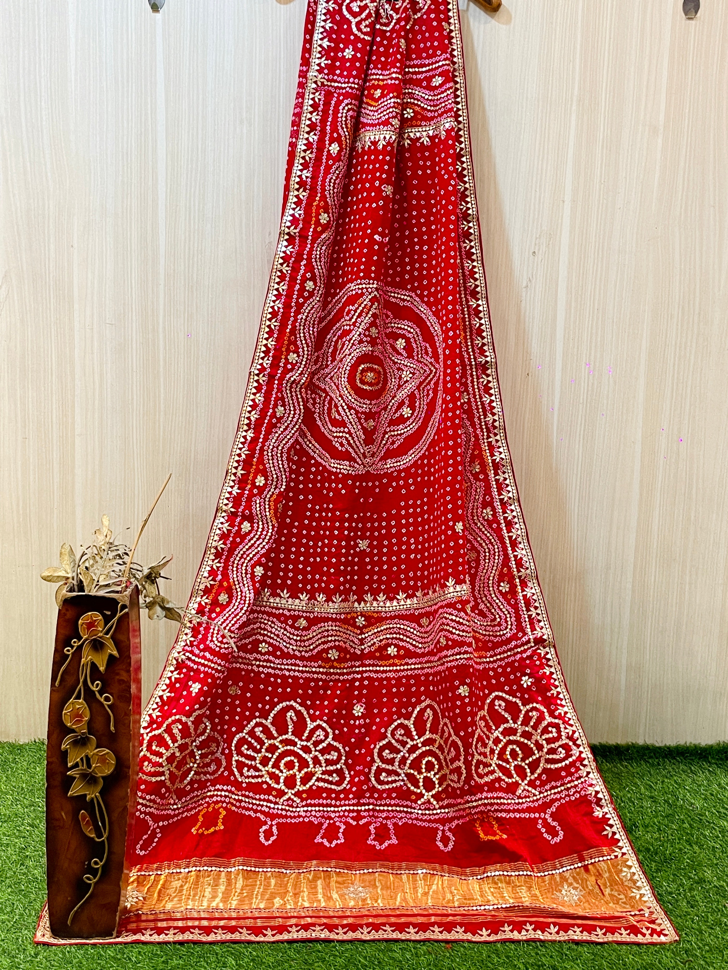 Preedu Pure Gajji Silk Red Dupatta