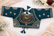 Vasundhara Teal Black Aangi Blouse