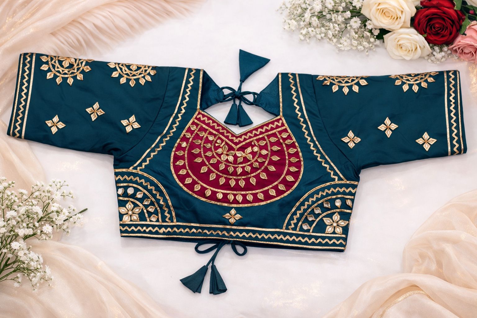 Sharvani Teal Magenta Aangi Blouse