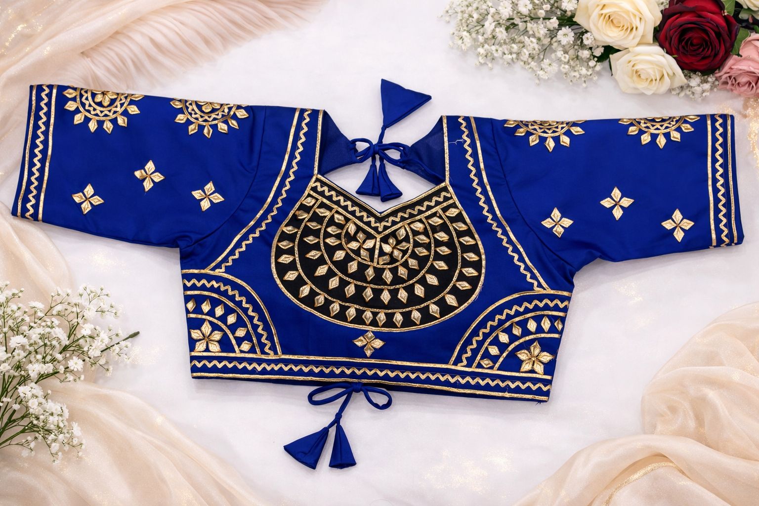 Meher Royal Blue Black Aangi Blouse