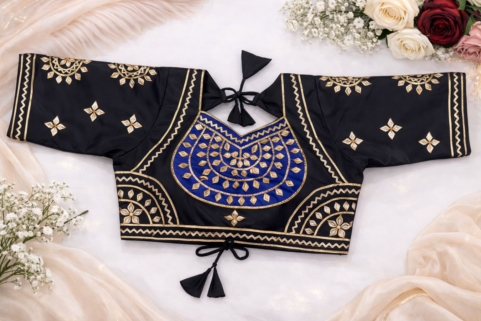 Avanika Black Royal Blue Aangi Blouse