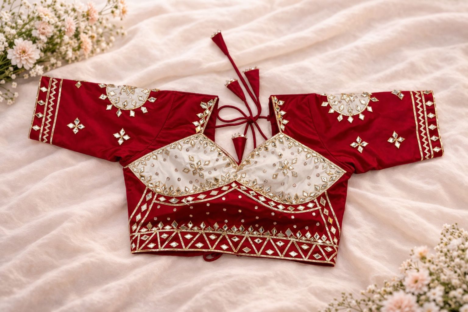 Siya Red Ivory Aangi Blouse