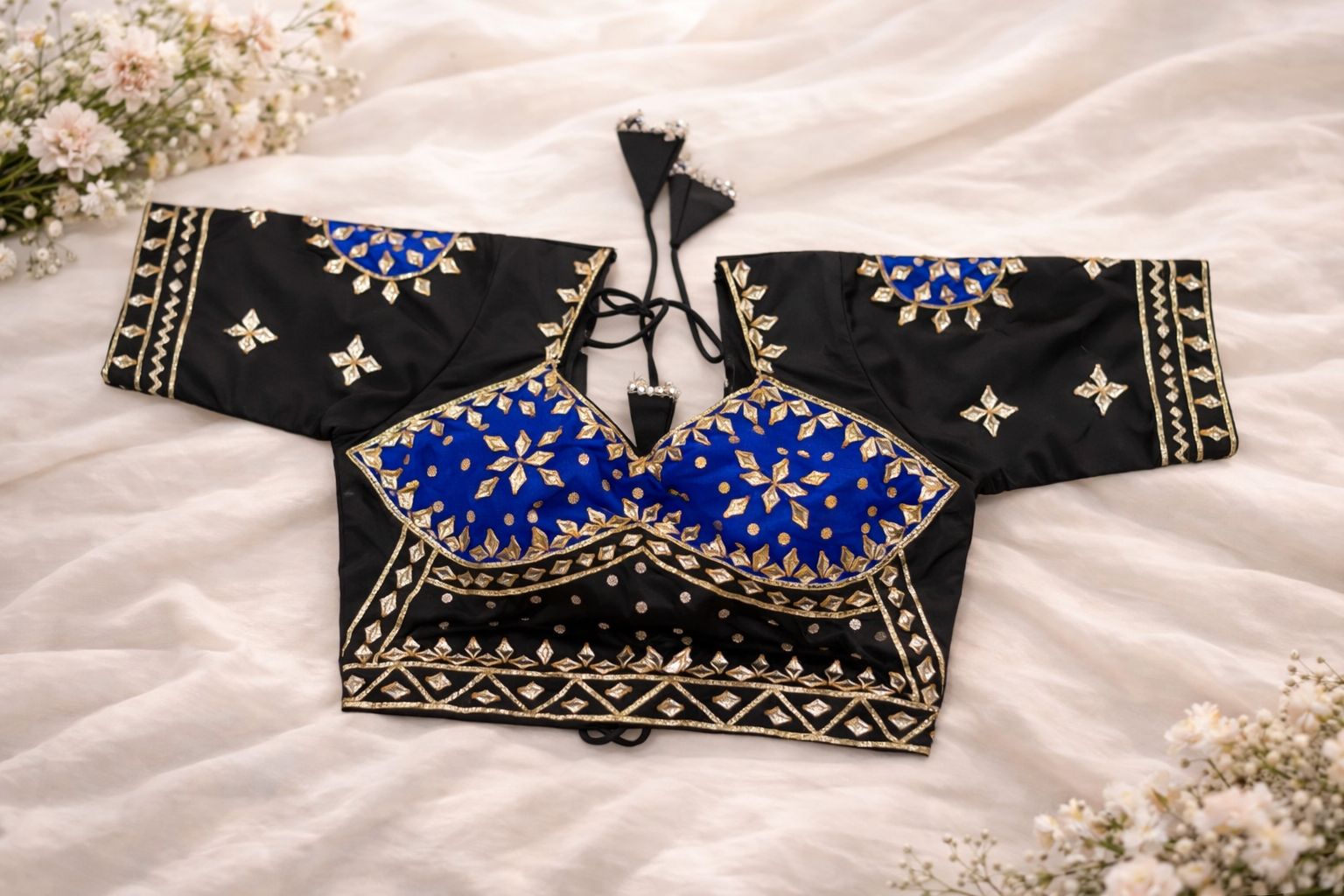Kiara Black Royal Blue Aangi Blouse