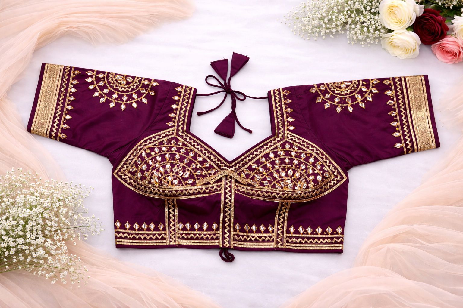 Mahira Wine Gold Aangi Blouse