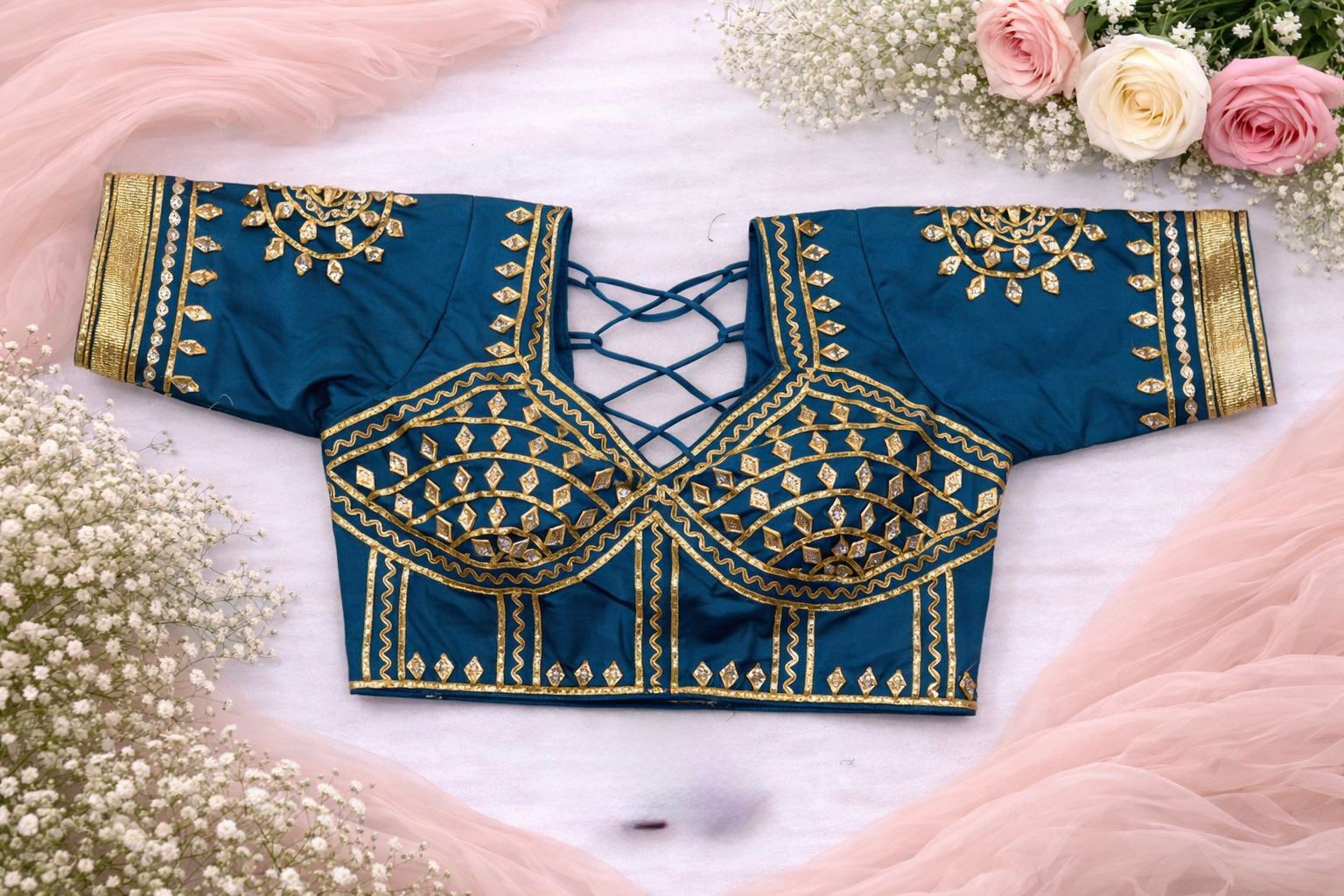 Triveni Peacock Blue Aangi Blouse