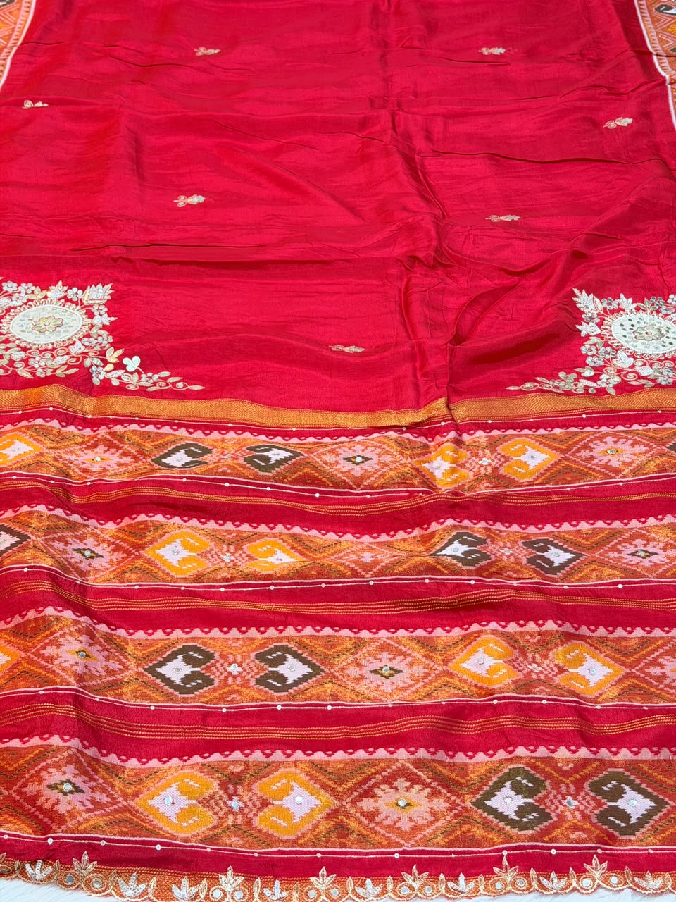 Kavya Rani Pink Semi Ikkat Patola Saree