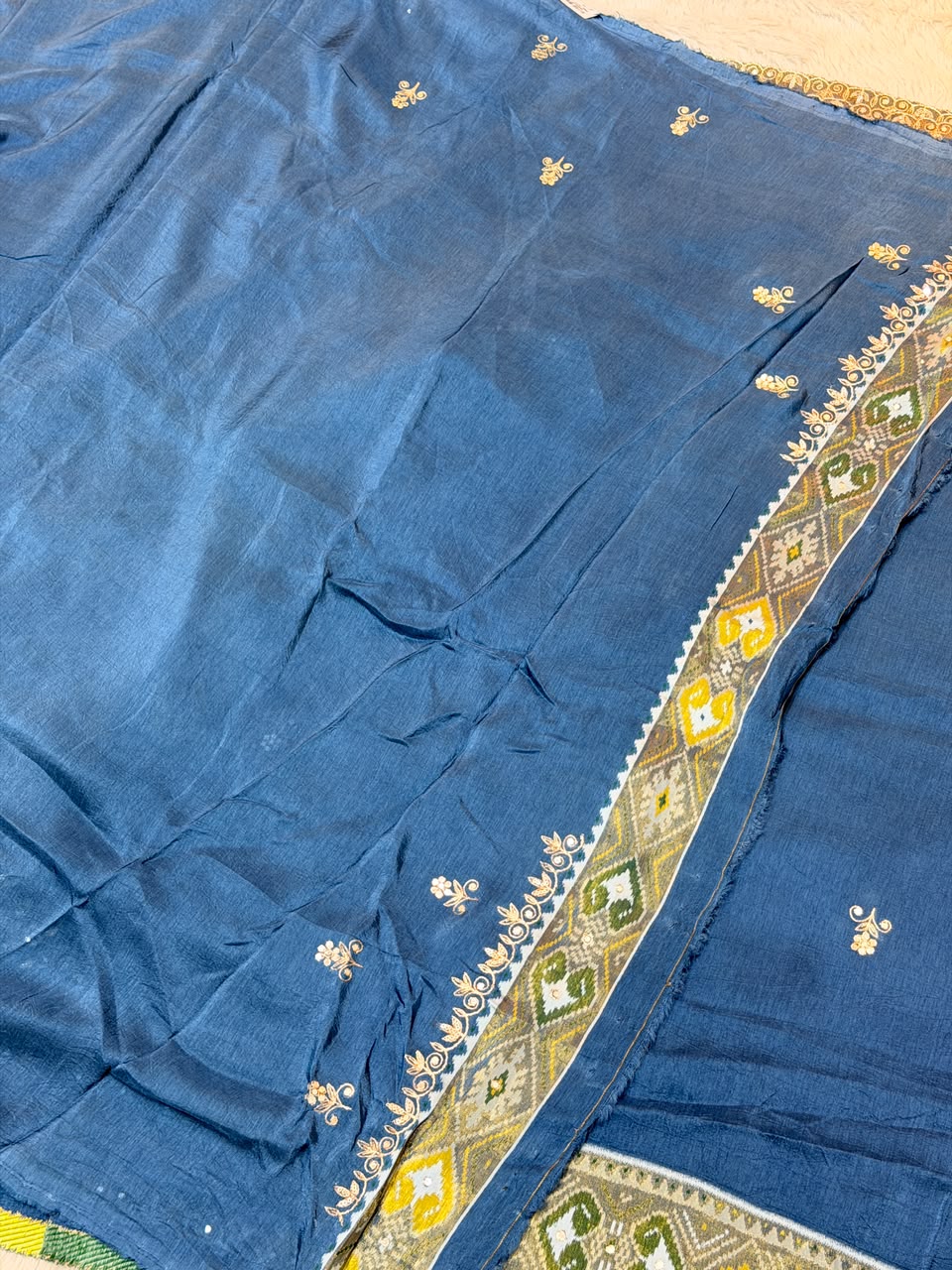 Meera Royal Blue Semi Ikkat Patola Saree