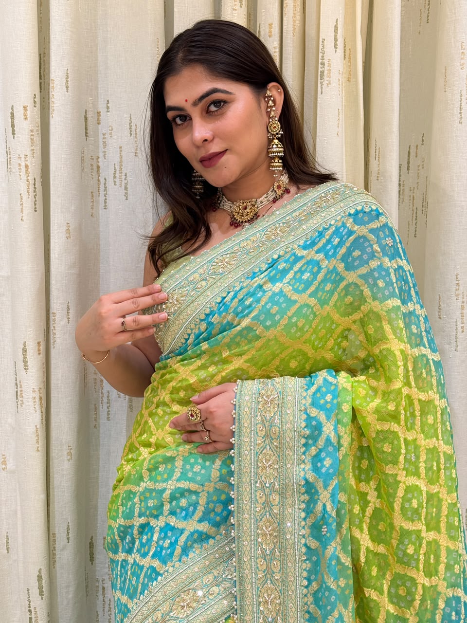 Sara Ombre Bandhani Saree