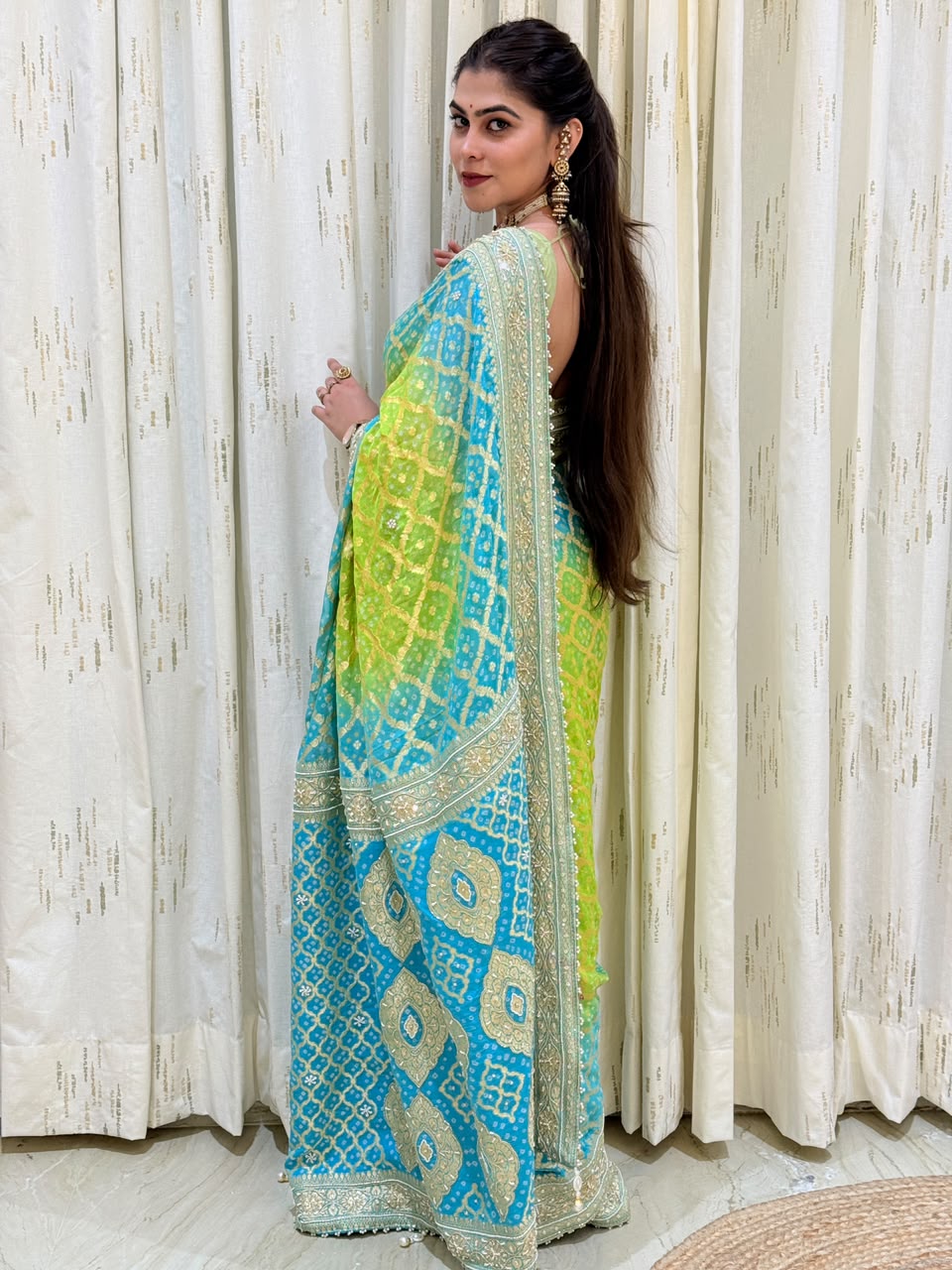 Sara Ombre Bandhani Saree