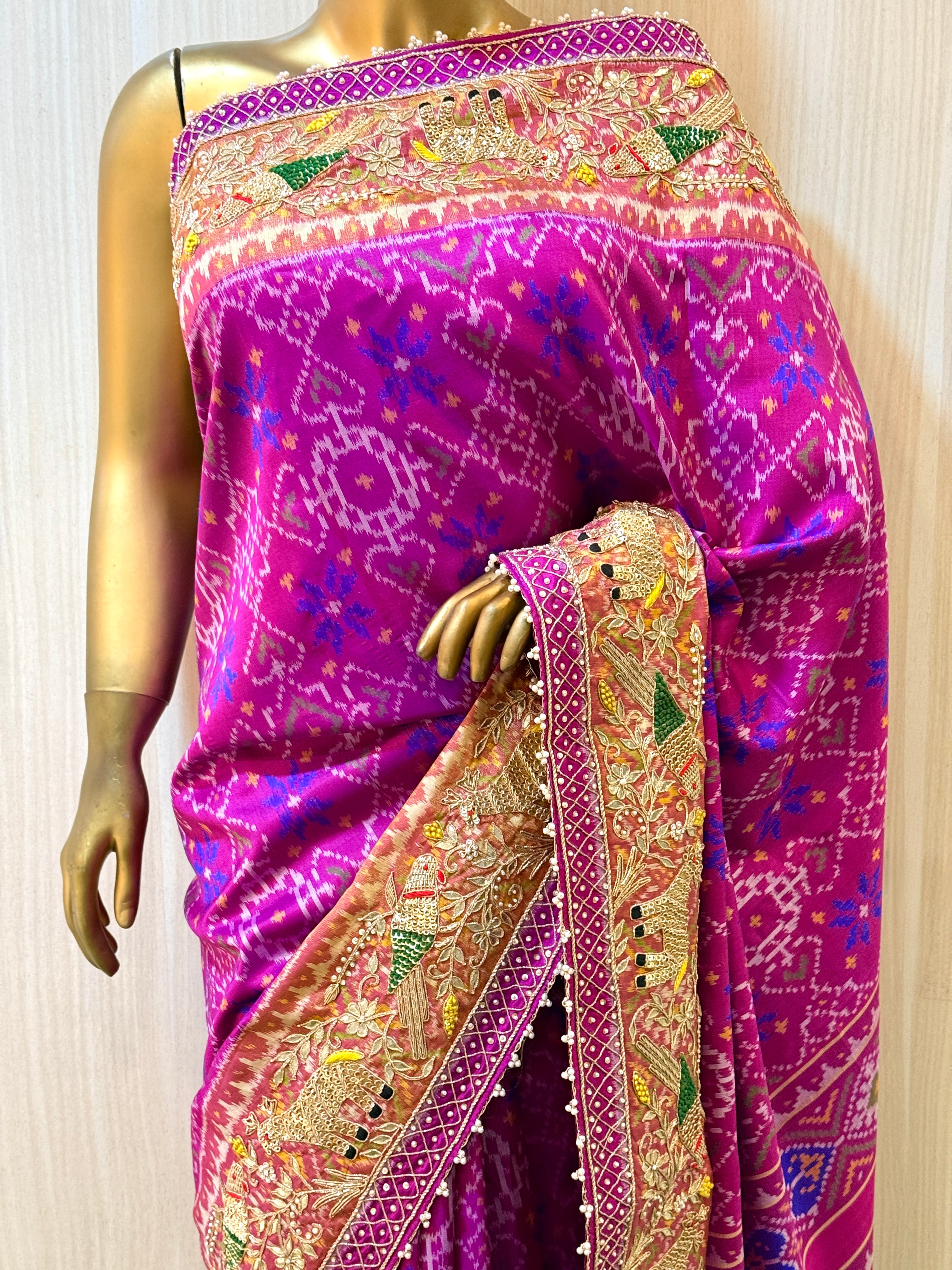 Vedika Magenta Patola Silk Saree