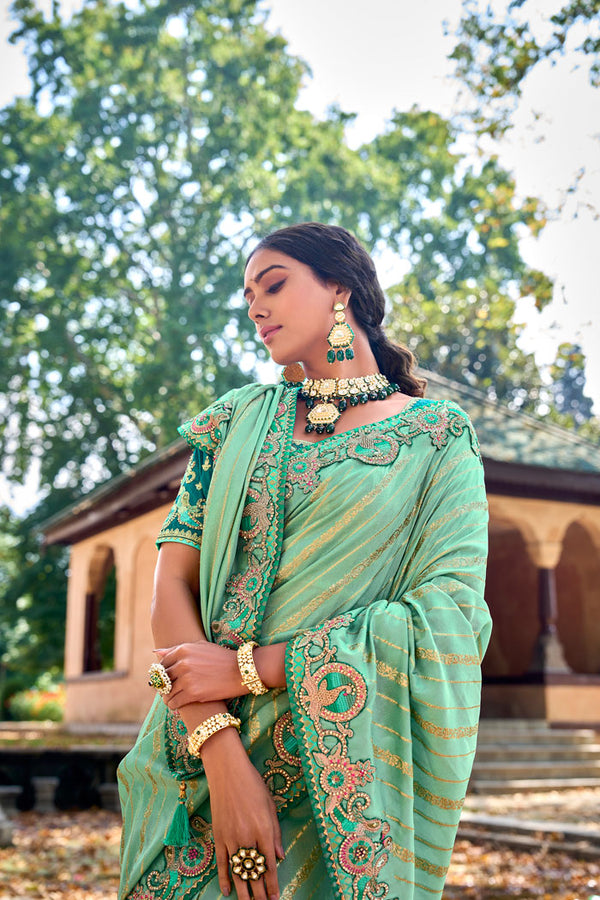 Emerald Russian Banarasi Saree