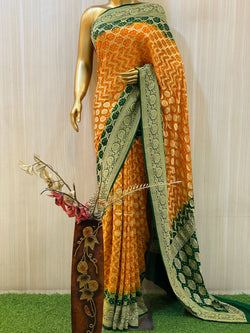 Rinaa Khadi Geogette Bandhani Saree