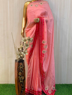 Ash Pink Silk Saree