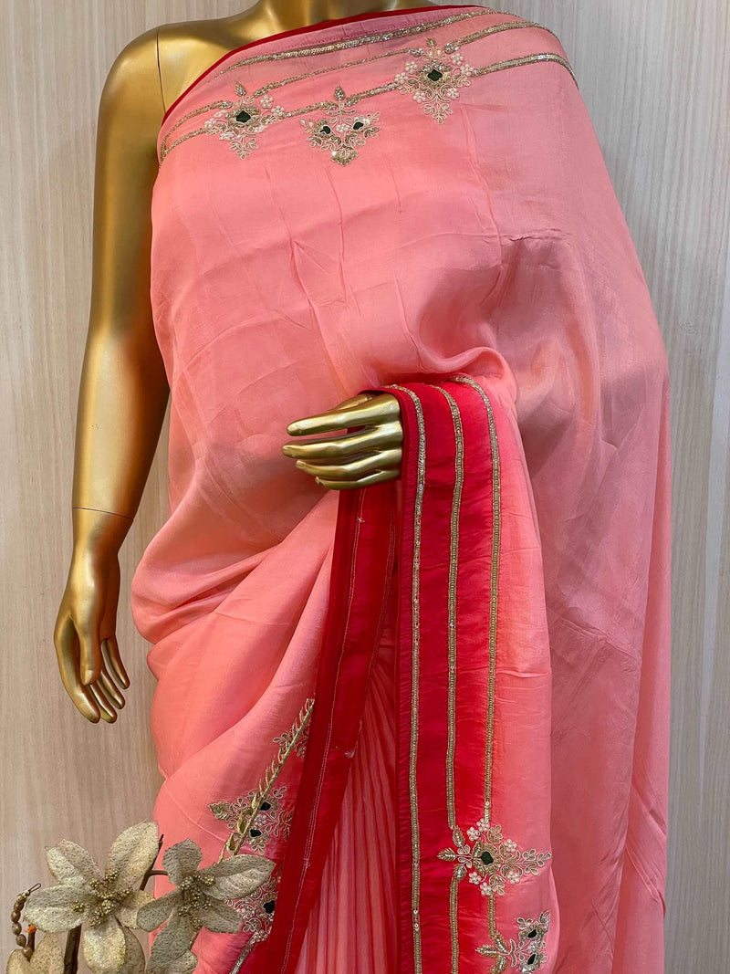 Ash Pink Silk Saree