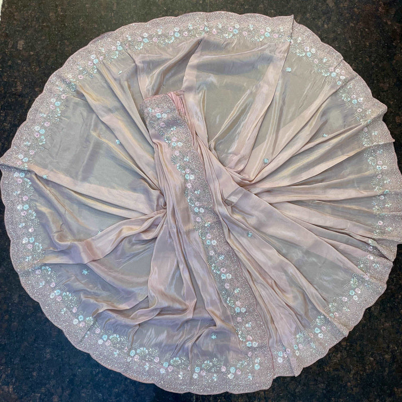 Eakshaa Pink Organza Saree