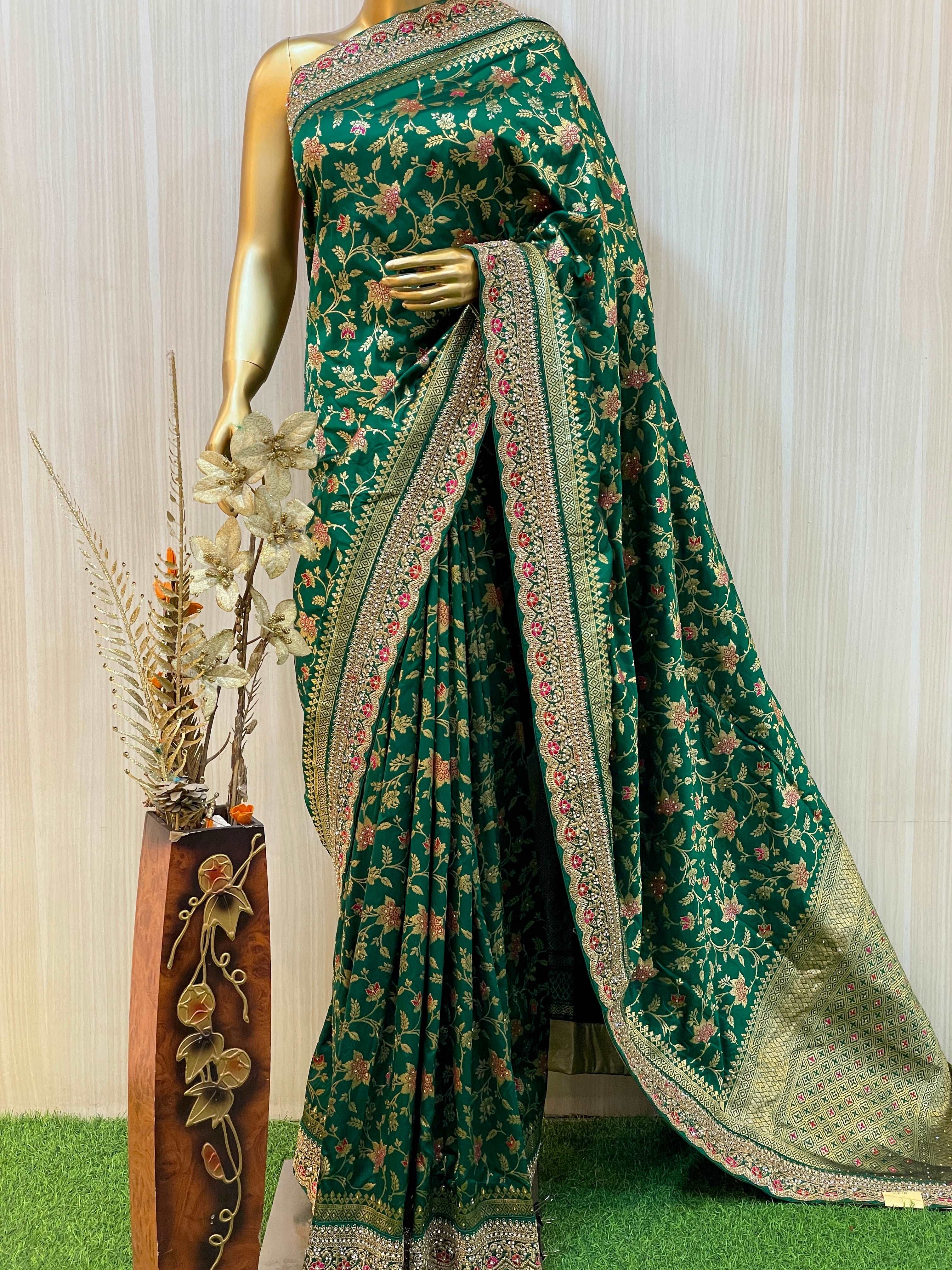 Aima Green Banarasi Saree