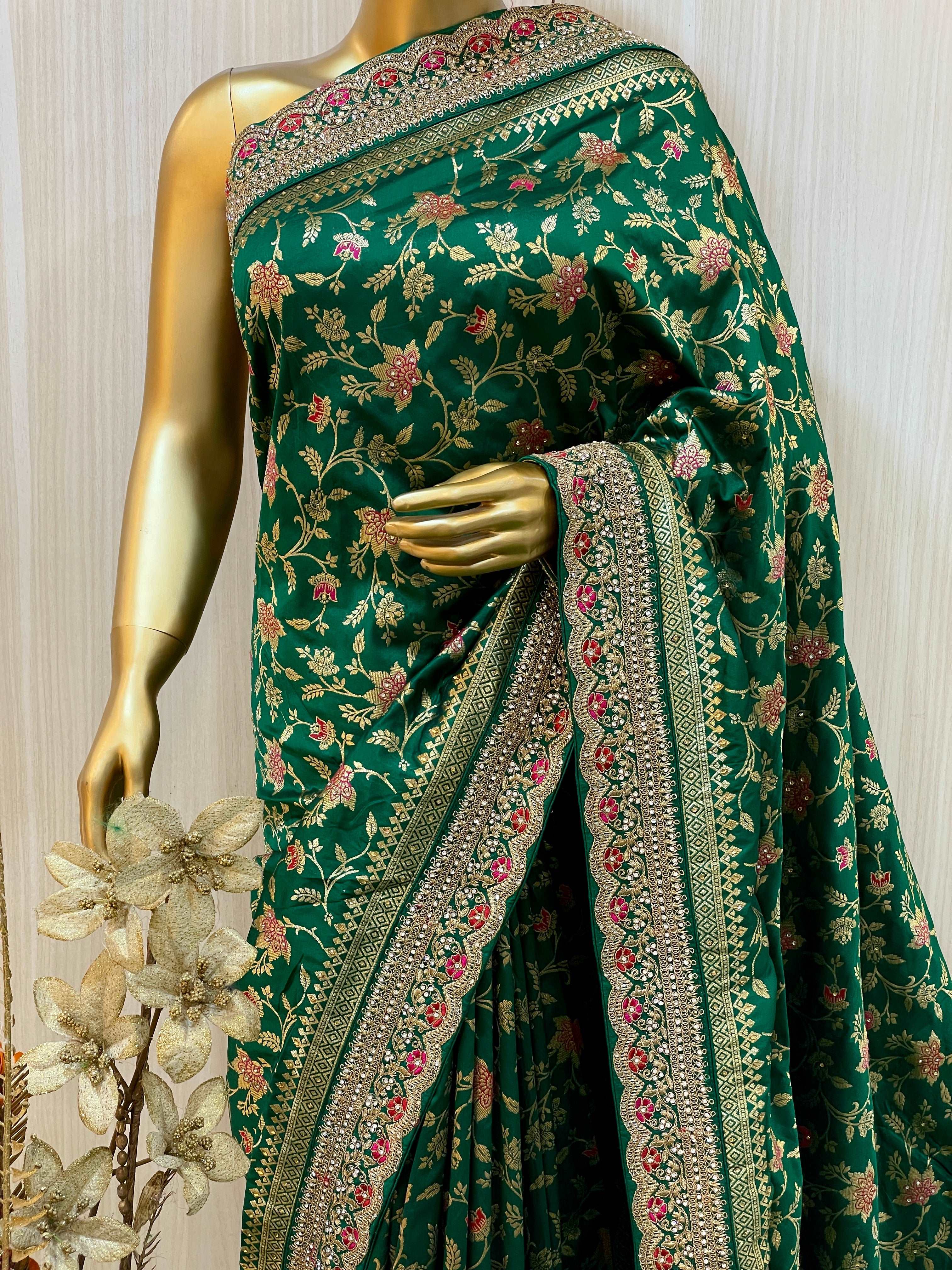 Aima Green Banarasi Saree