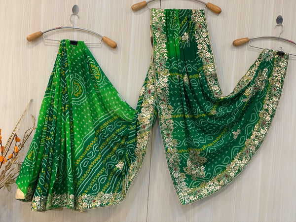 Emerald Bandhani Saree